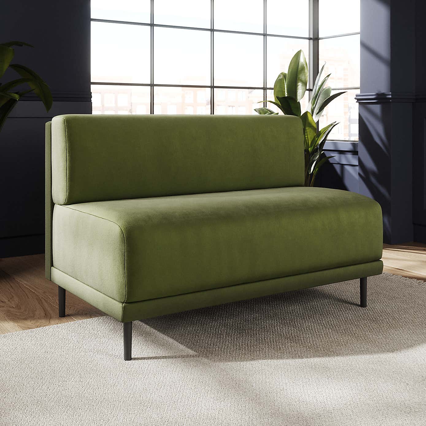 Mae Long Dining Bench, Matte Plush Velvet