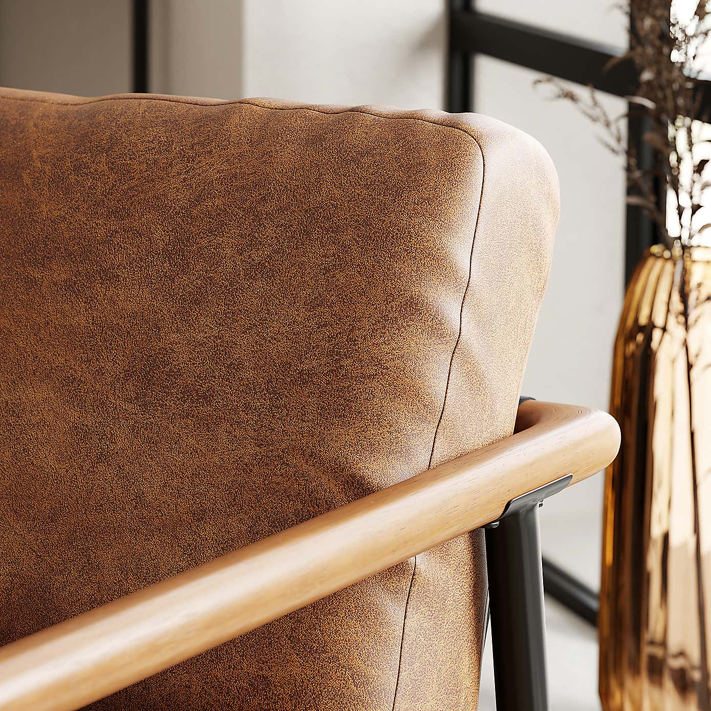 Arbour Faux Leather Industrial Accent Chair