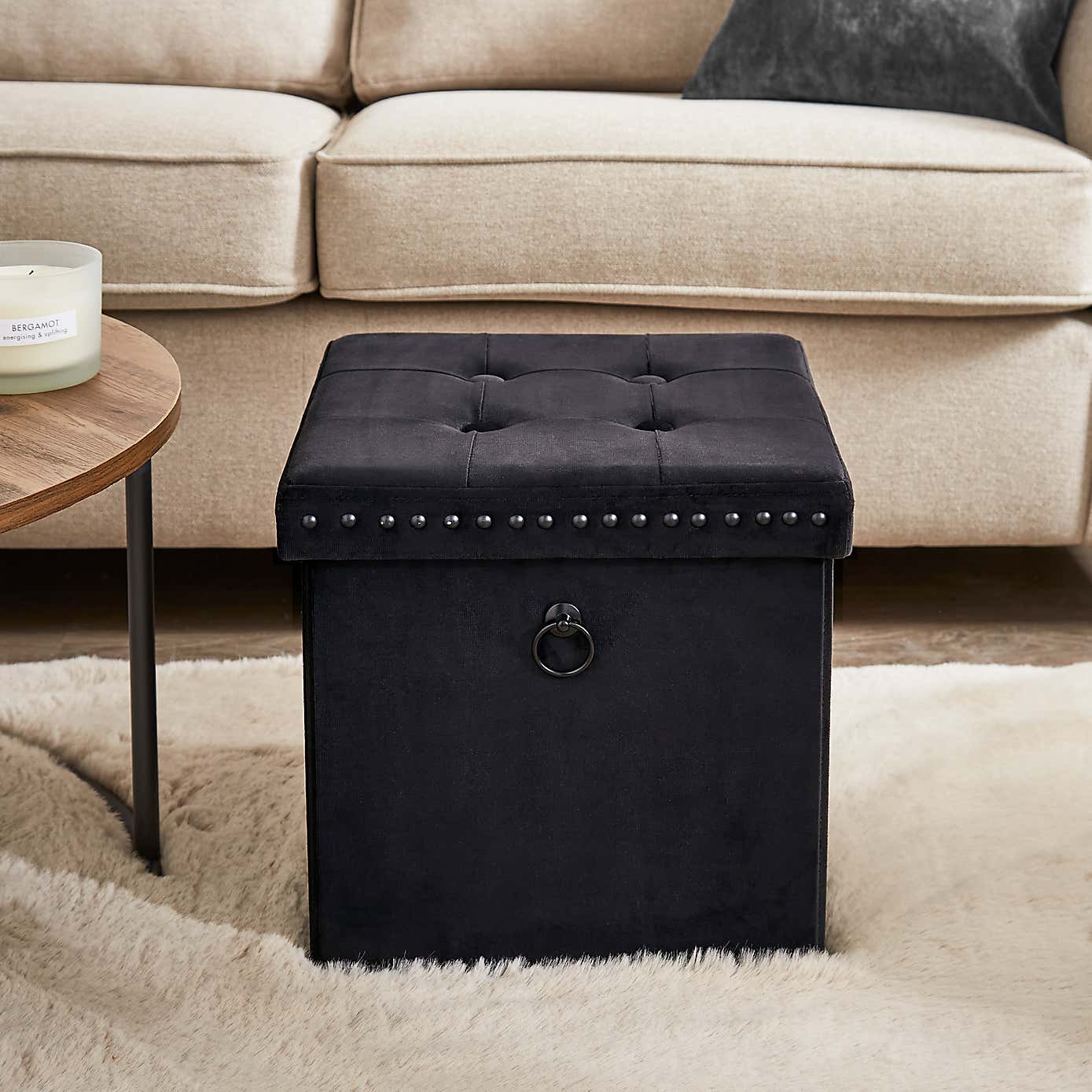 Velvet Cube Ottoman