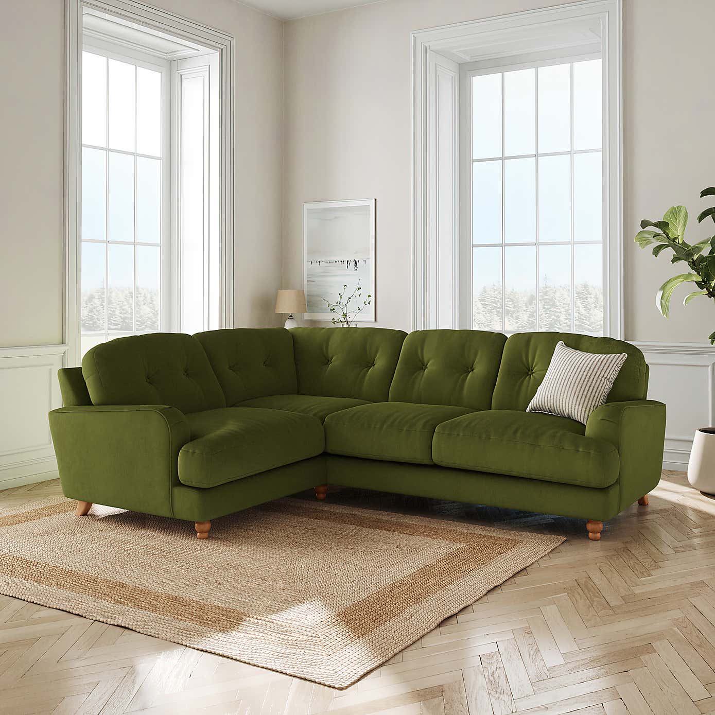 Martha Matte Plush Velvet Full Corner Sofa