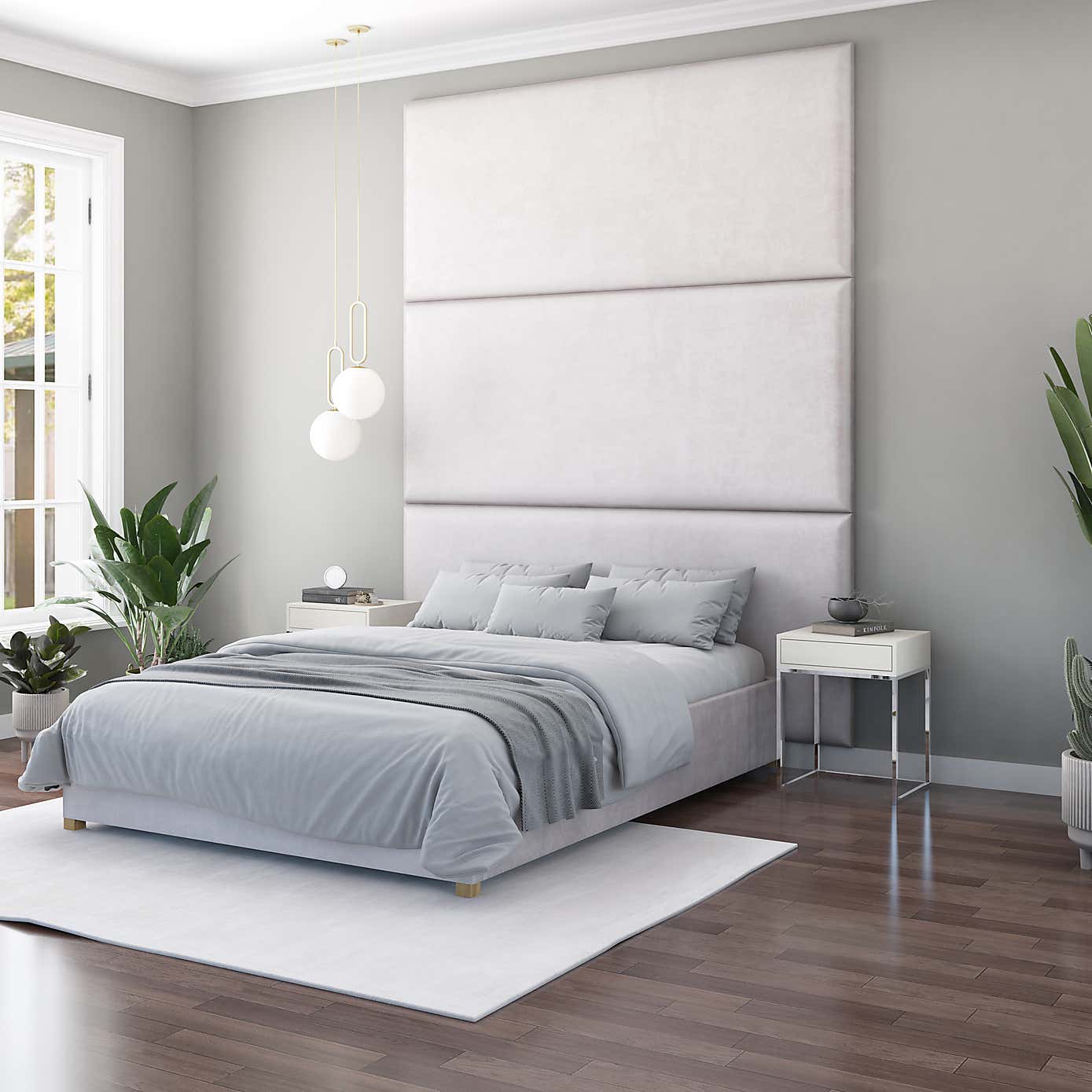 Hanging Wall Panel Dual Mount Plush Velvet Headboard