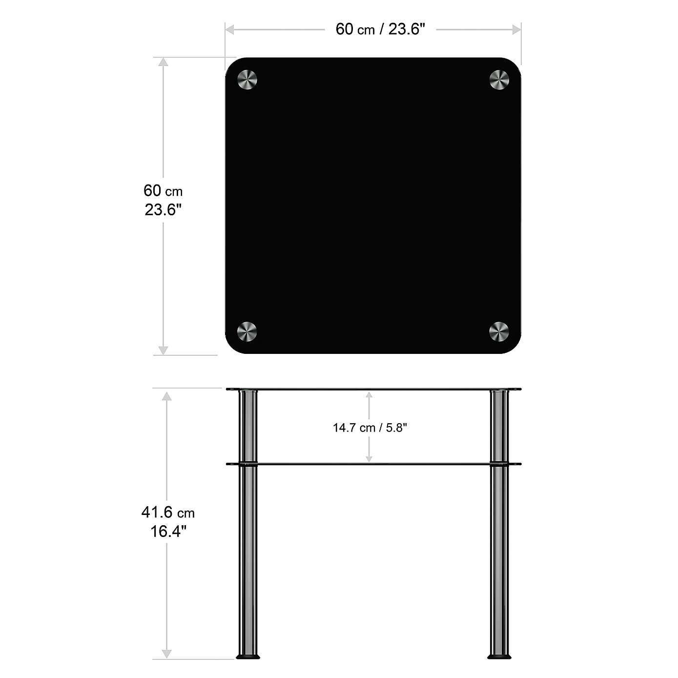 AVF Side Coffee Table, Black Glass with Chrome Legs