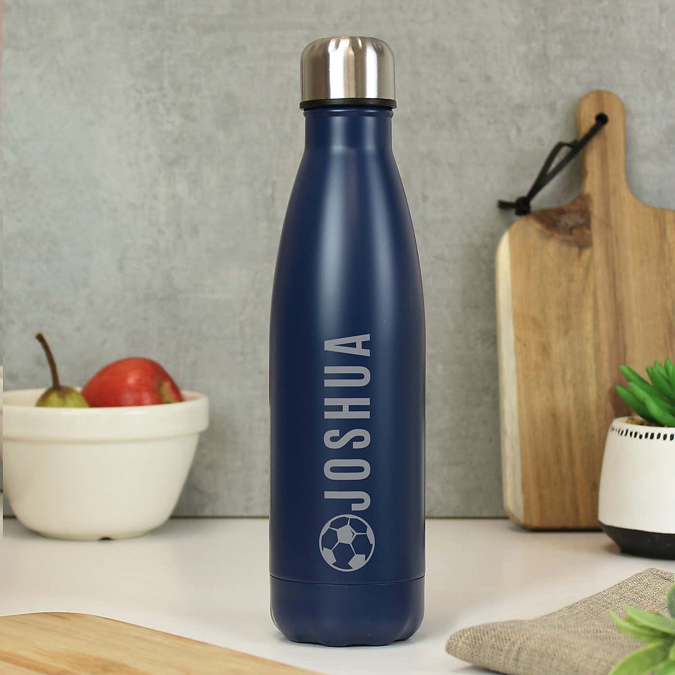 Personalised Football Metal Insulated Drinks Bottle