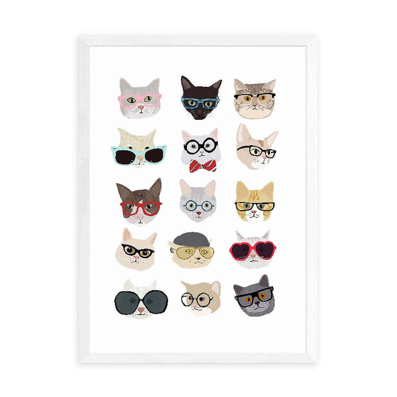 East End Prints Cats in Glasses Print