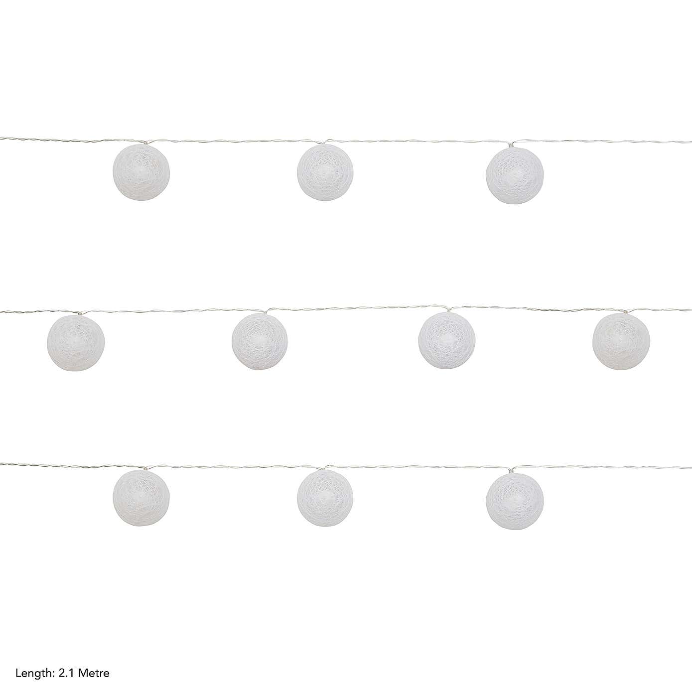 Fabric Ball 10 LED String Lights