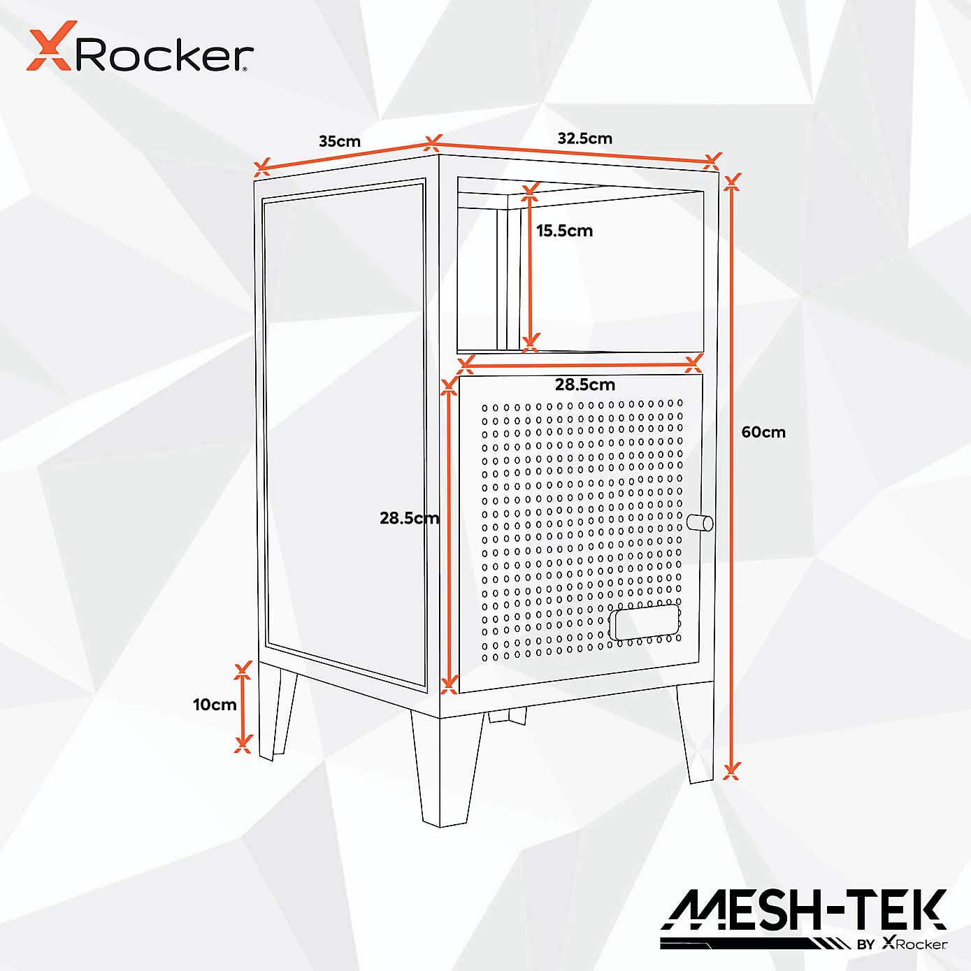X Rocker Mesh Tek Single Cube Bedside Table