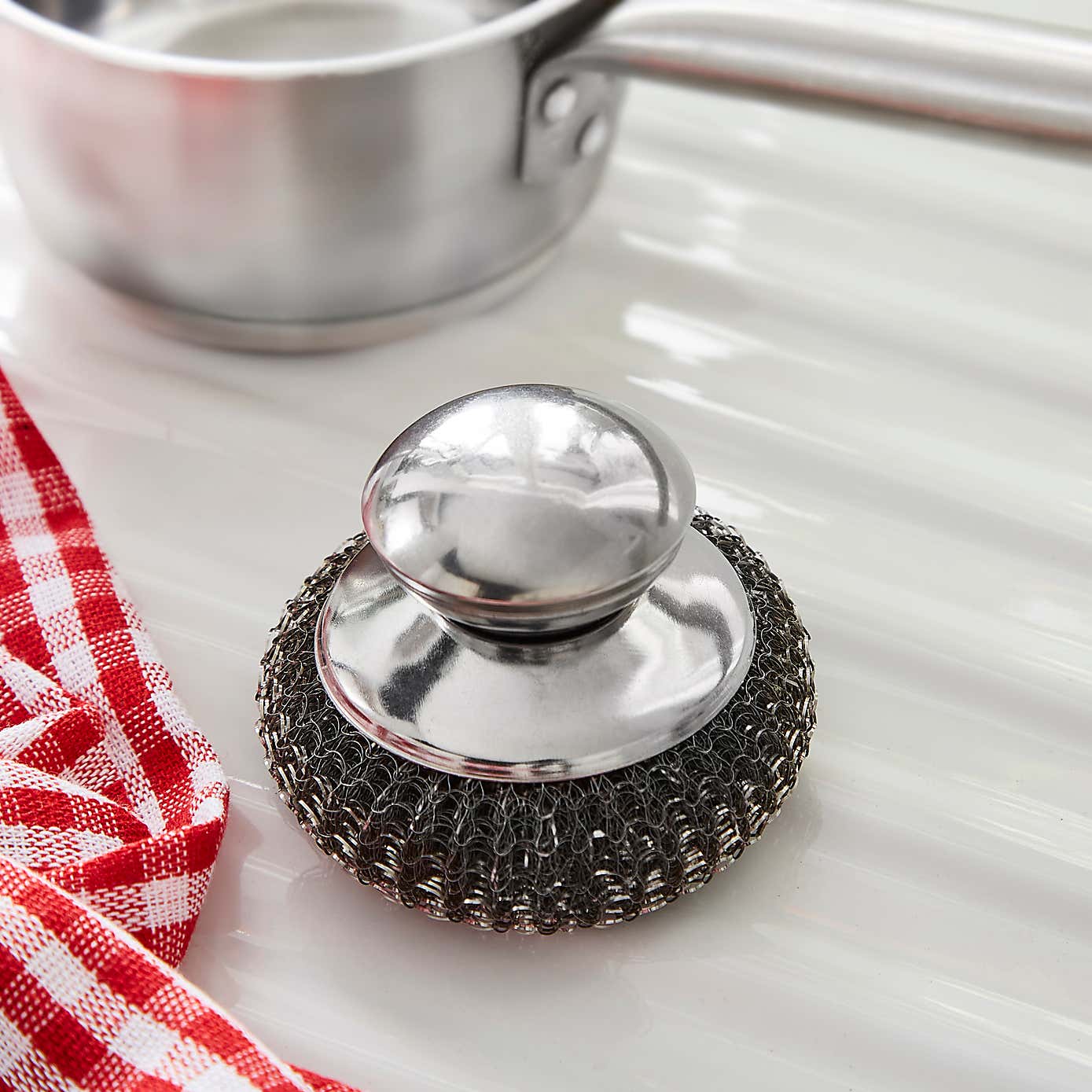 Steel Scourer with Stainless Steel Handle