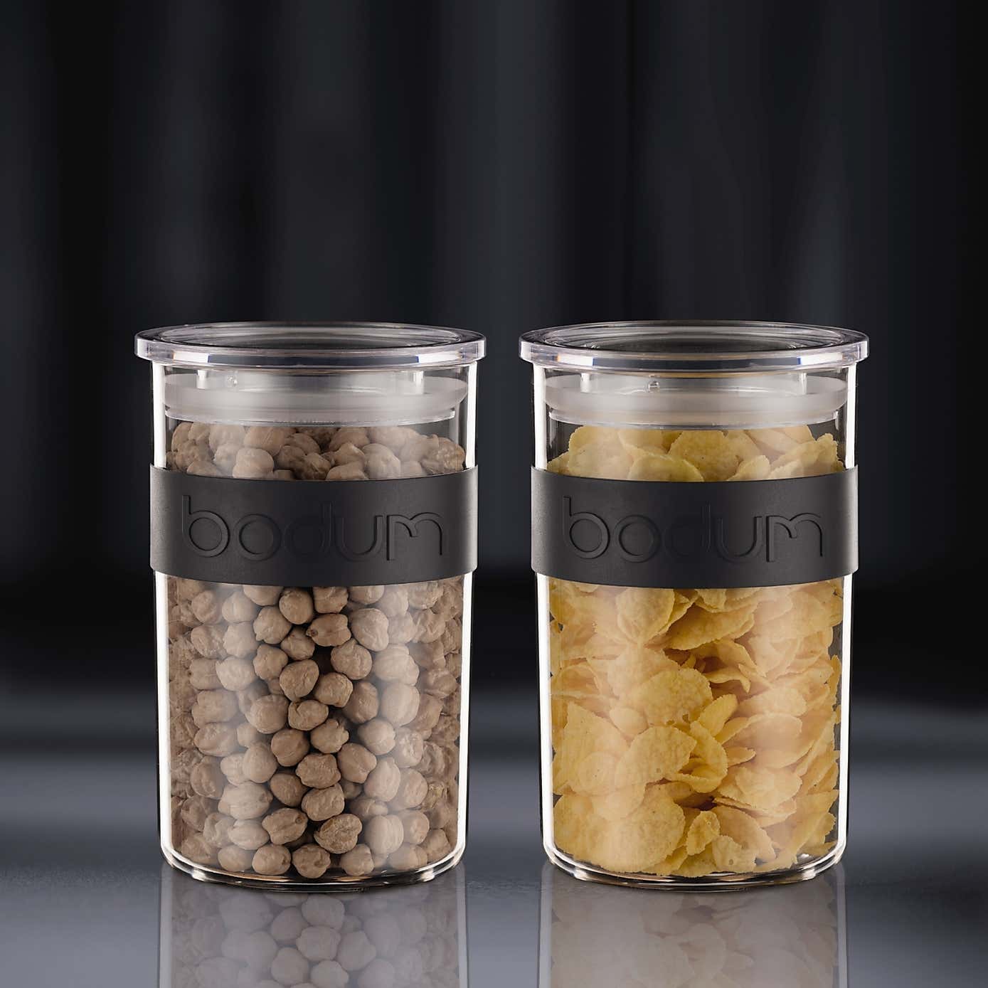 Bodum Presso Set of 2 Black Storage Jars