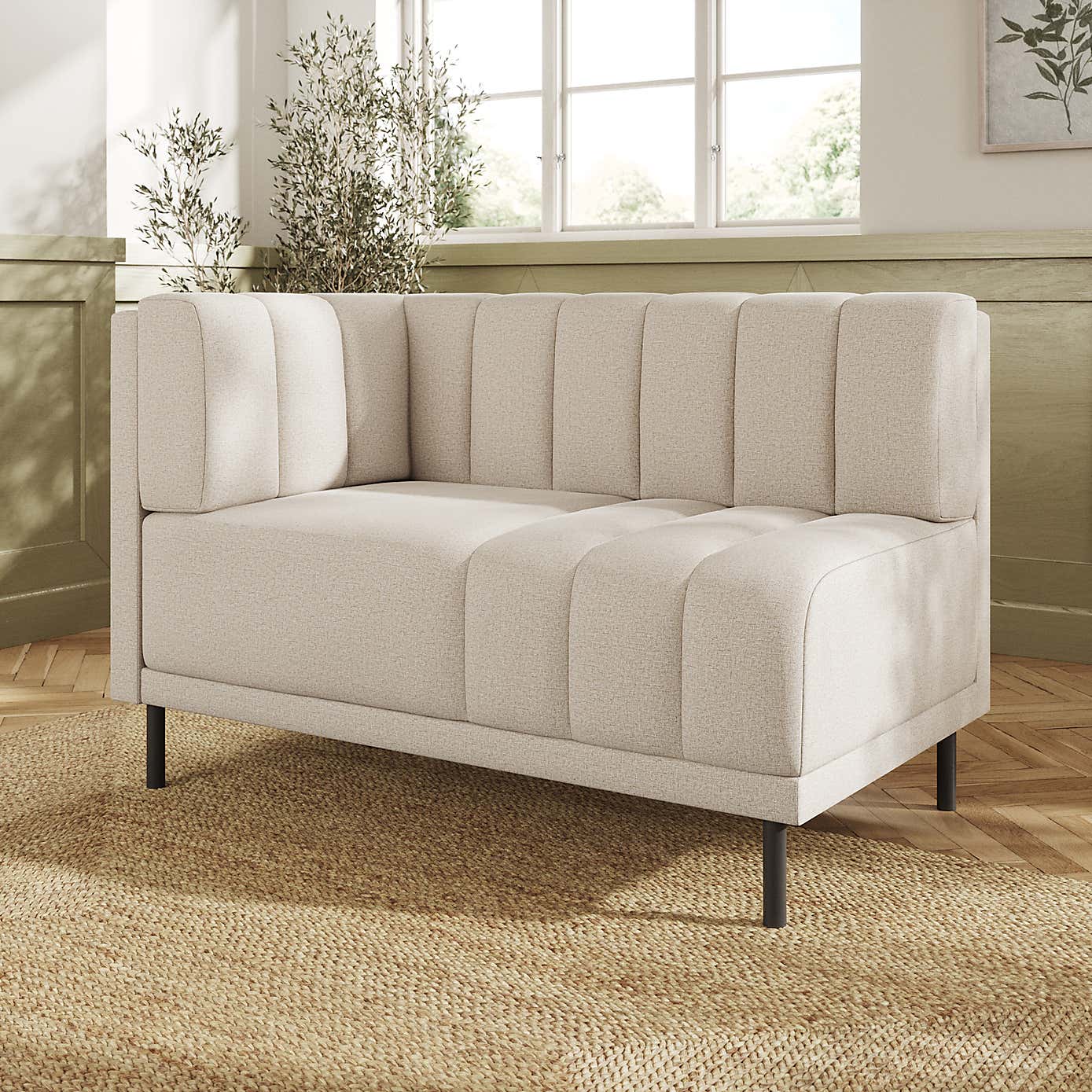 Amali Corner Dining Bench, Textured Weave