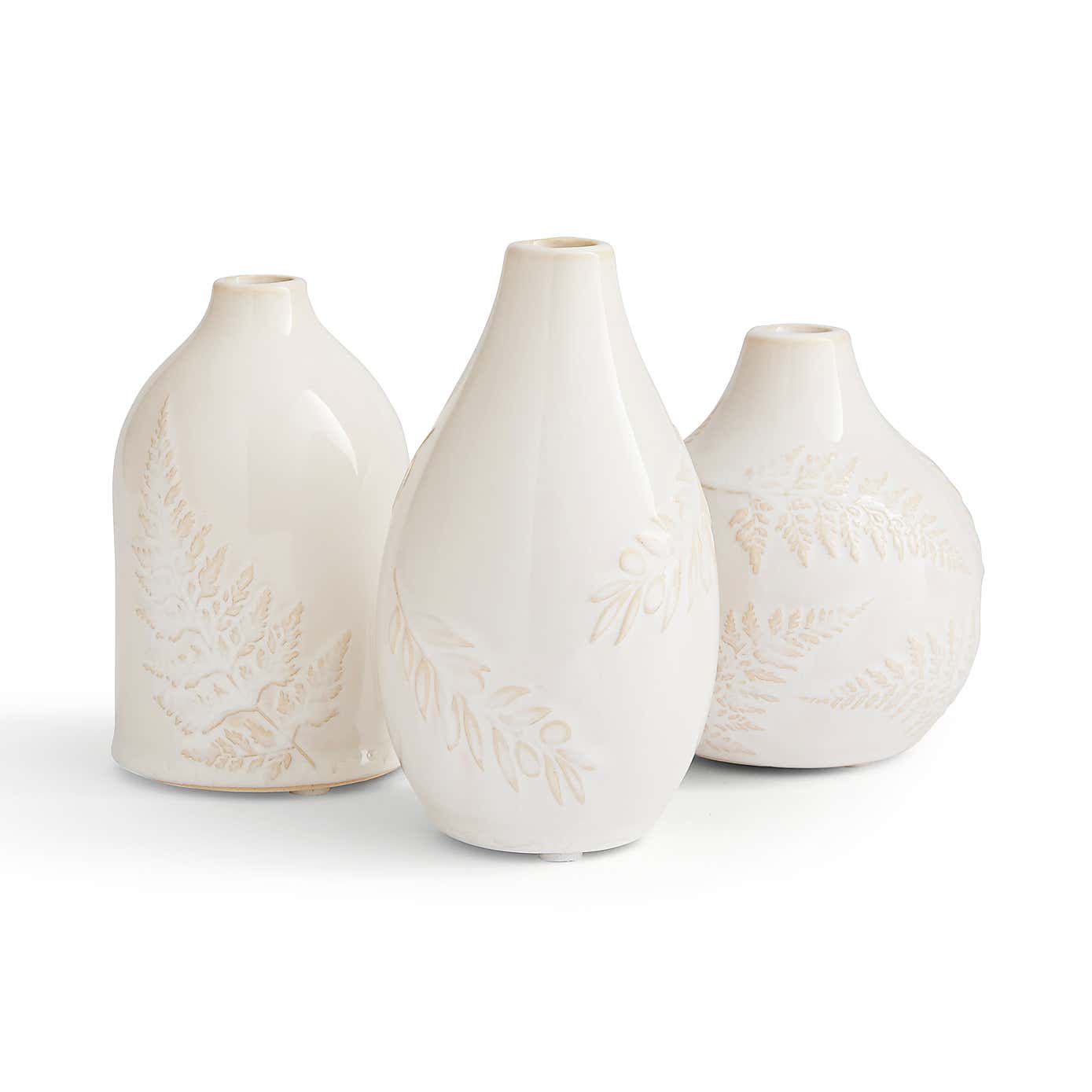 Set of 3 Churchgate Fern Ceramic Bud Vases