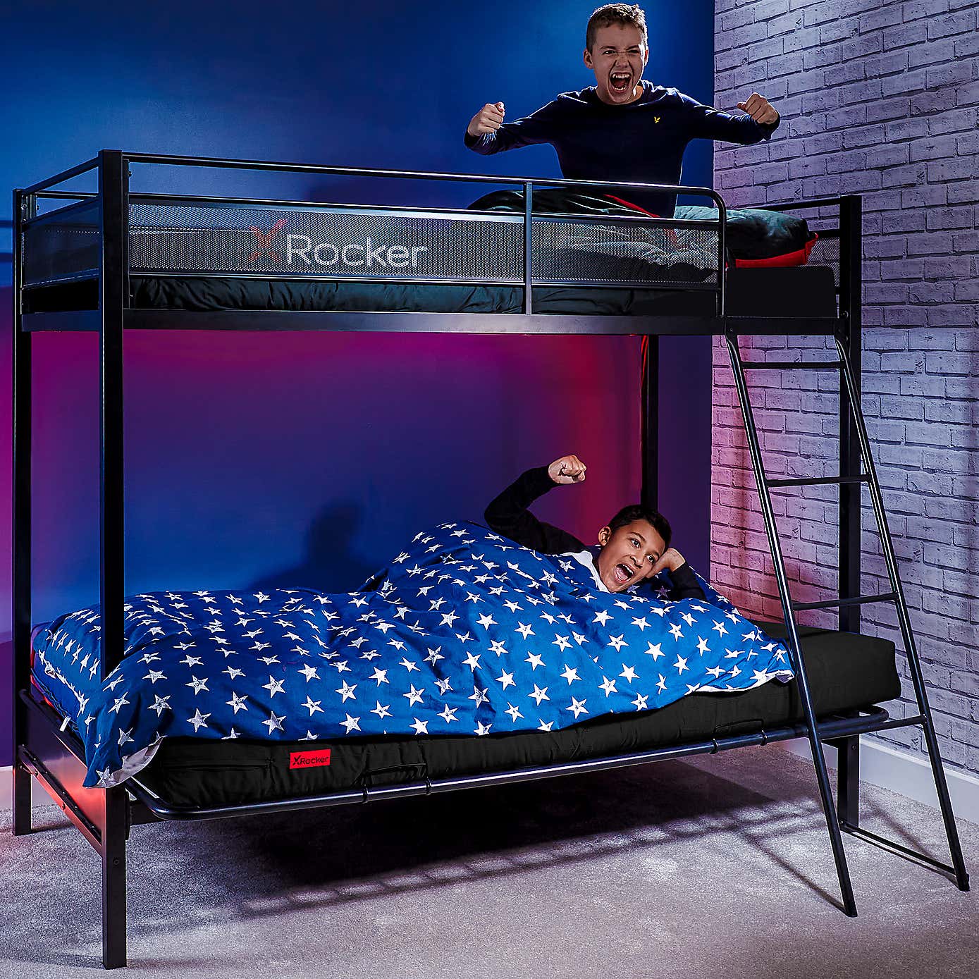 X Rocker Stronghold Gaming High-Sleeper with Futon Cushion