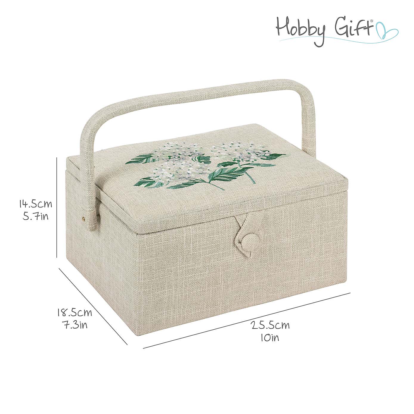 Hobby Gift Hydrangea Medium Embroidered Sewing Basket