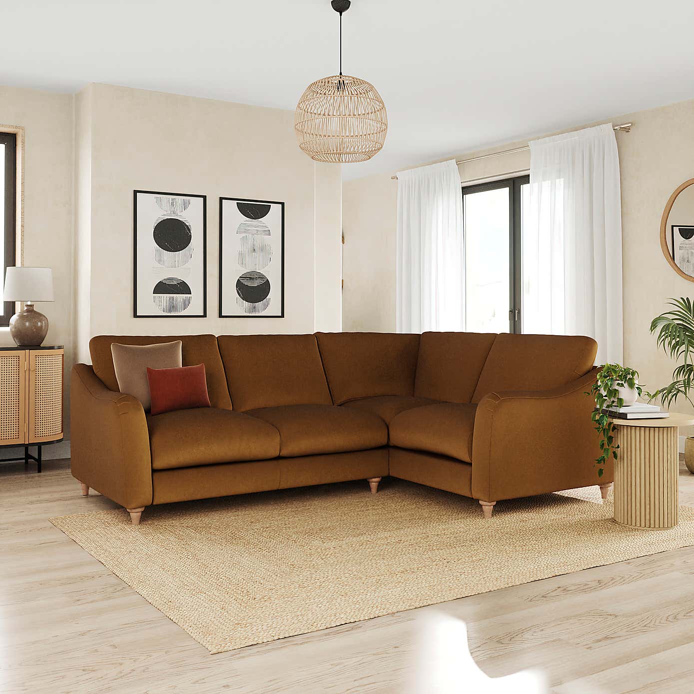 Hattie Matte Plush Velvet Corner Sofa