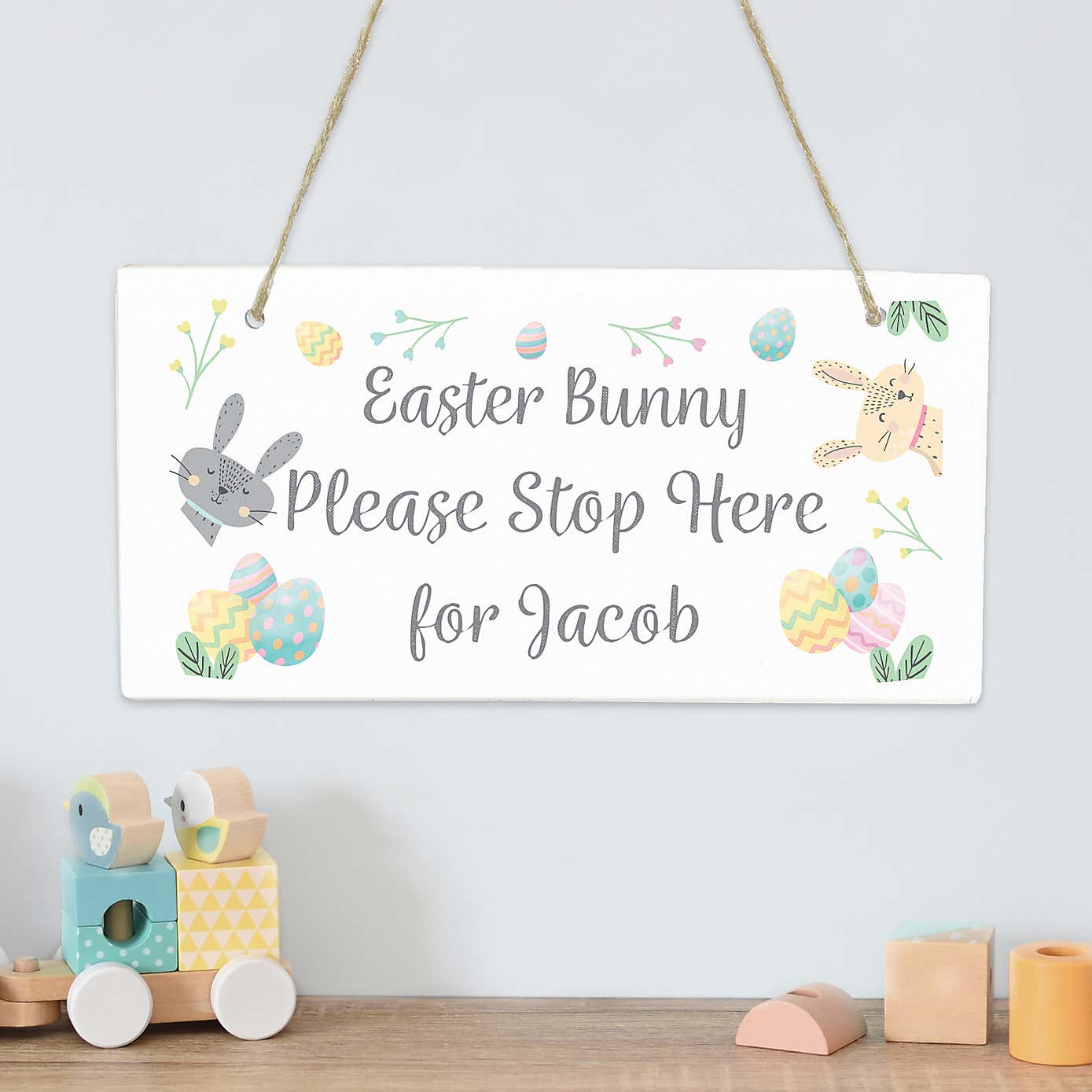 Personalised Easter Springtime Wooden Sign