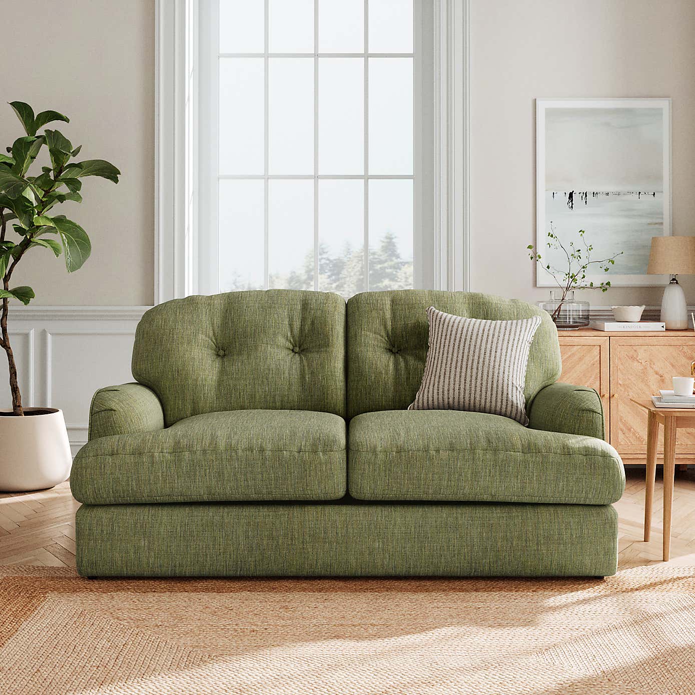 Martha Slub Faux Linen 2 Seater Double Sofa Bed