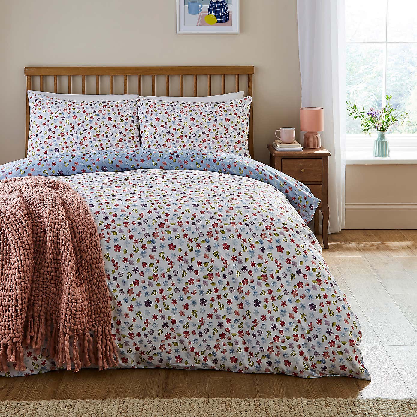 Hazel Floral Polycotton Duvet Cover & Pillowcase Set