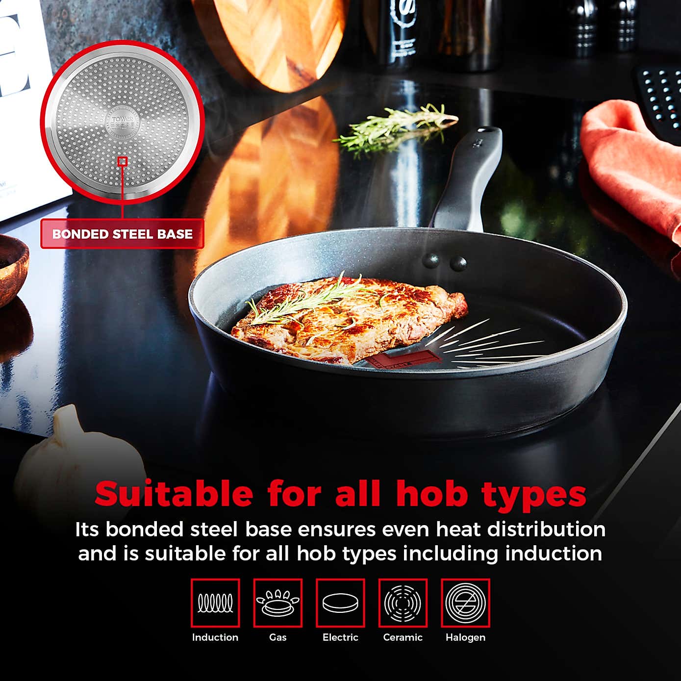 Tower Smart Start Non-Stick Forged Aluminium Frying Pan, 30cm