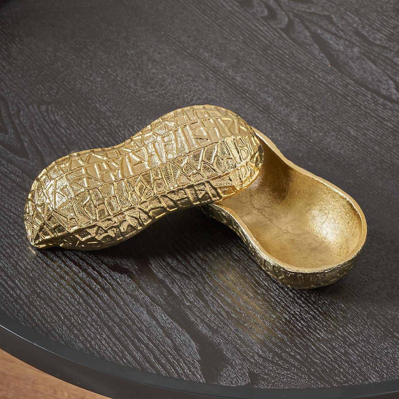 Metal Peanut Lidded Trinket Bowl