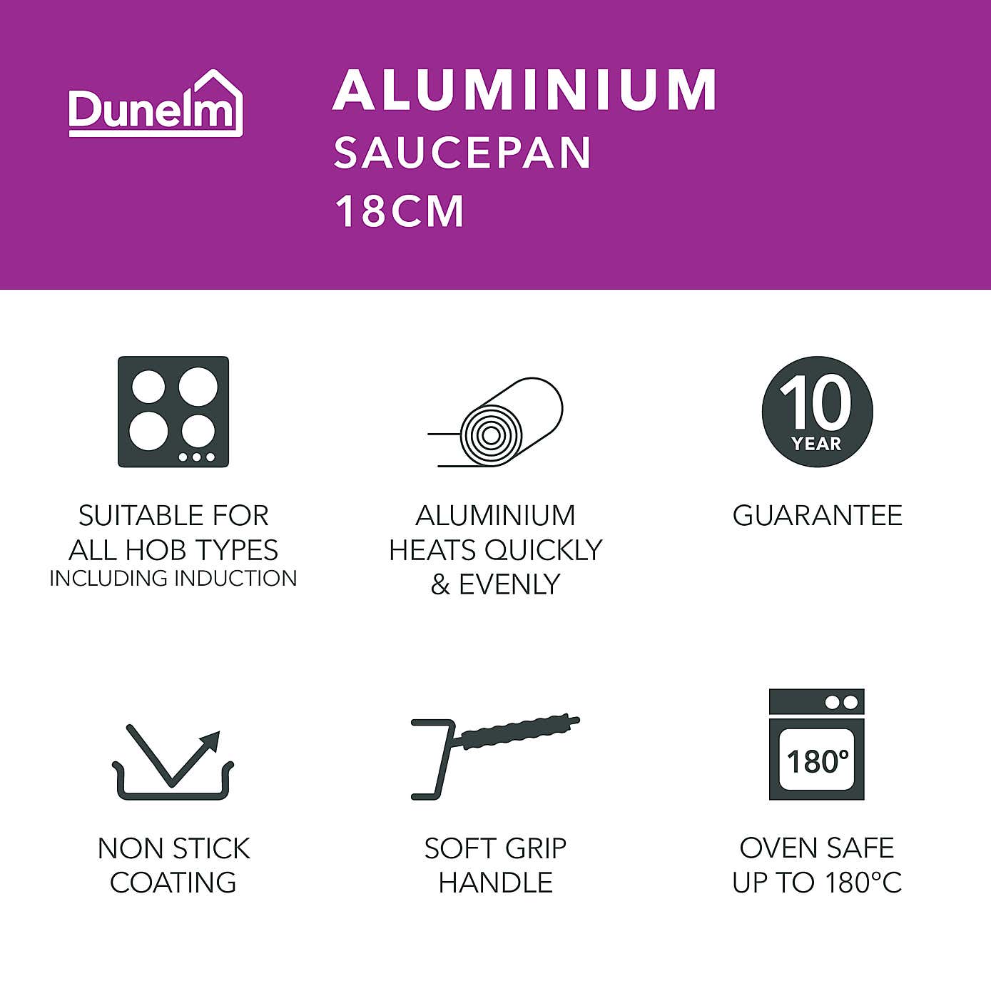 Non-Stick Aluminium Saucepan, 18cm