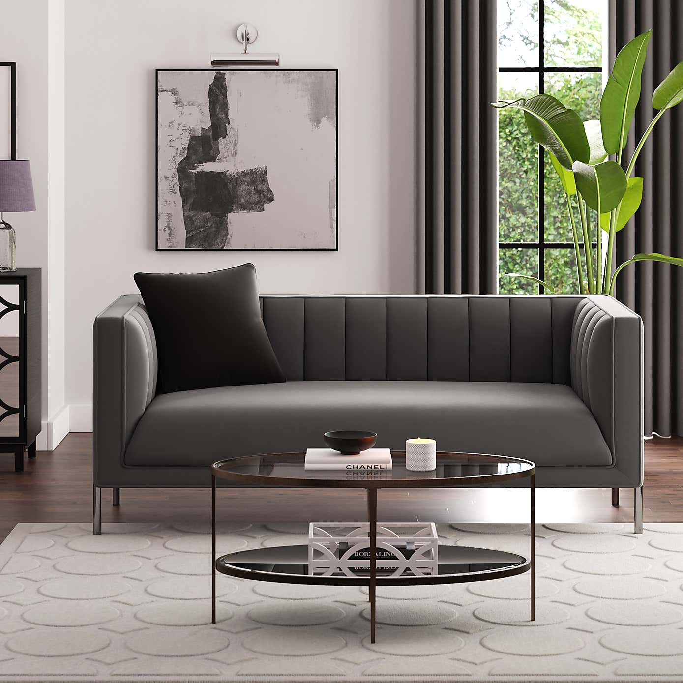 Bellamy Velvet 2 Seater Sofa - Grey