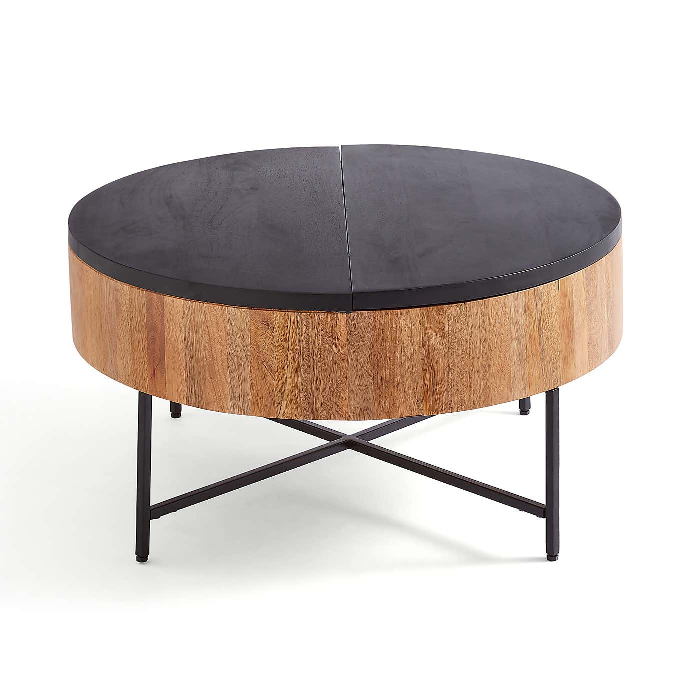 Jaya Round Mango Wood Storage Coffee Table