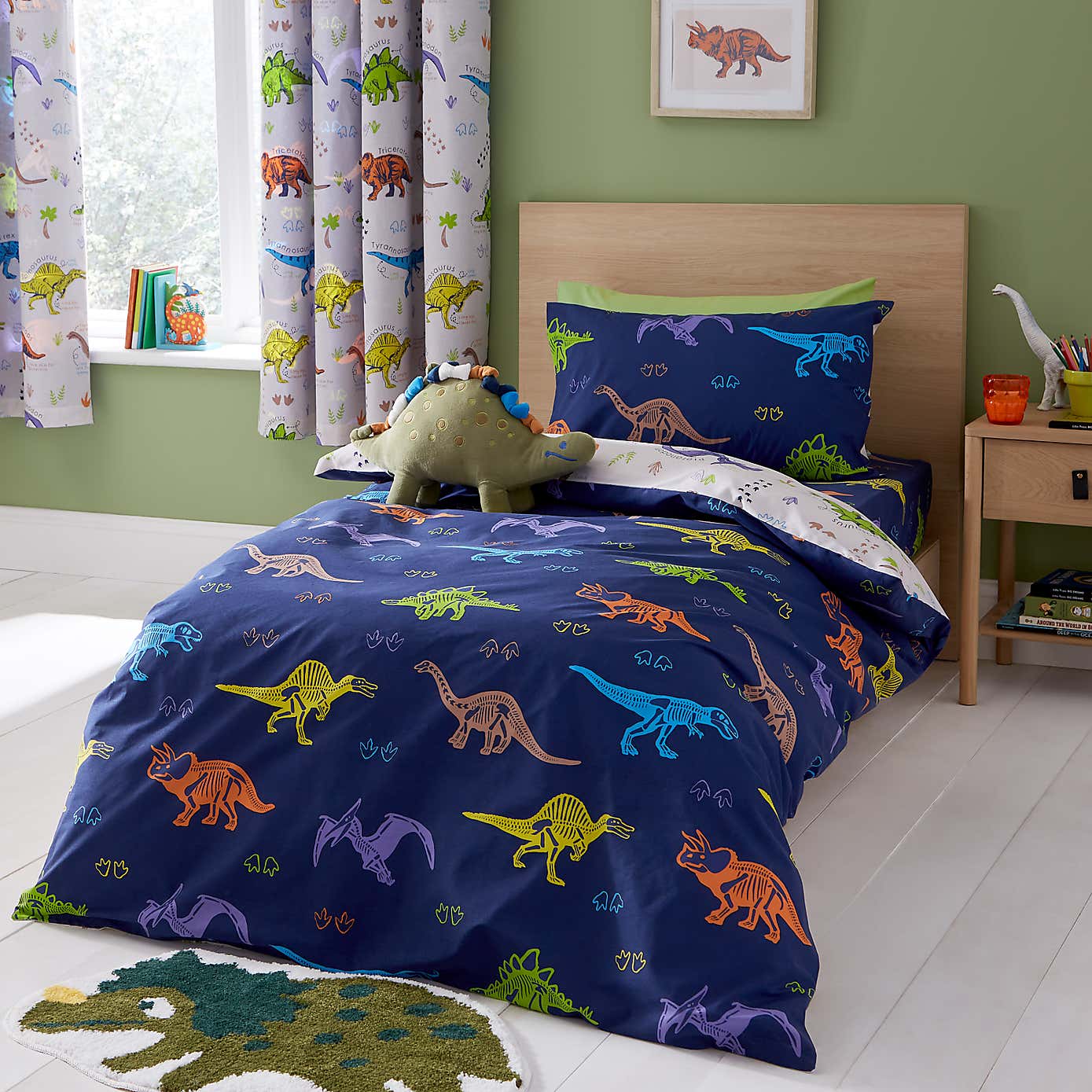 Catherine Lansfield Prehistoric Dinosaurs Polycotton Duvet Cover & Pillowcase Set