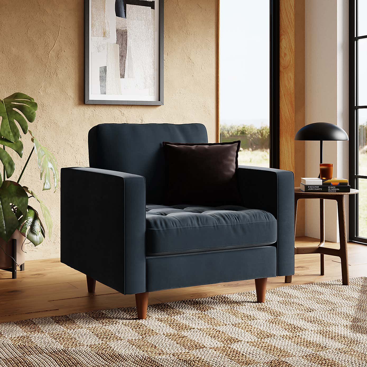 Zoe Casual Sit Velvet Armchair