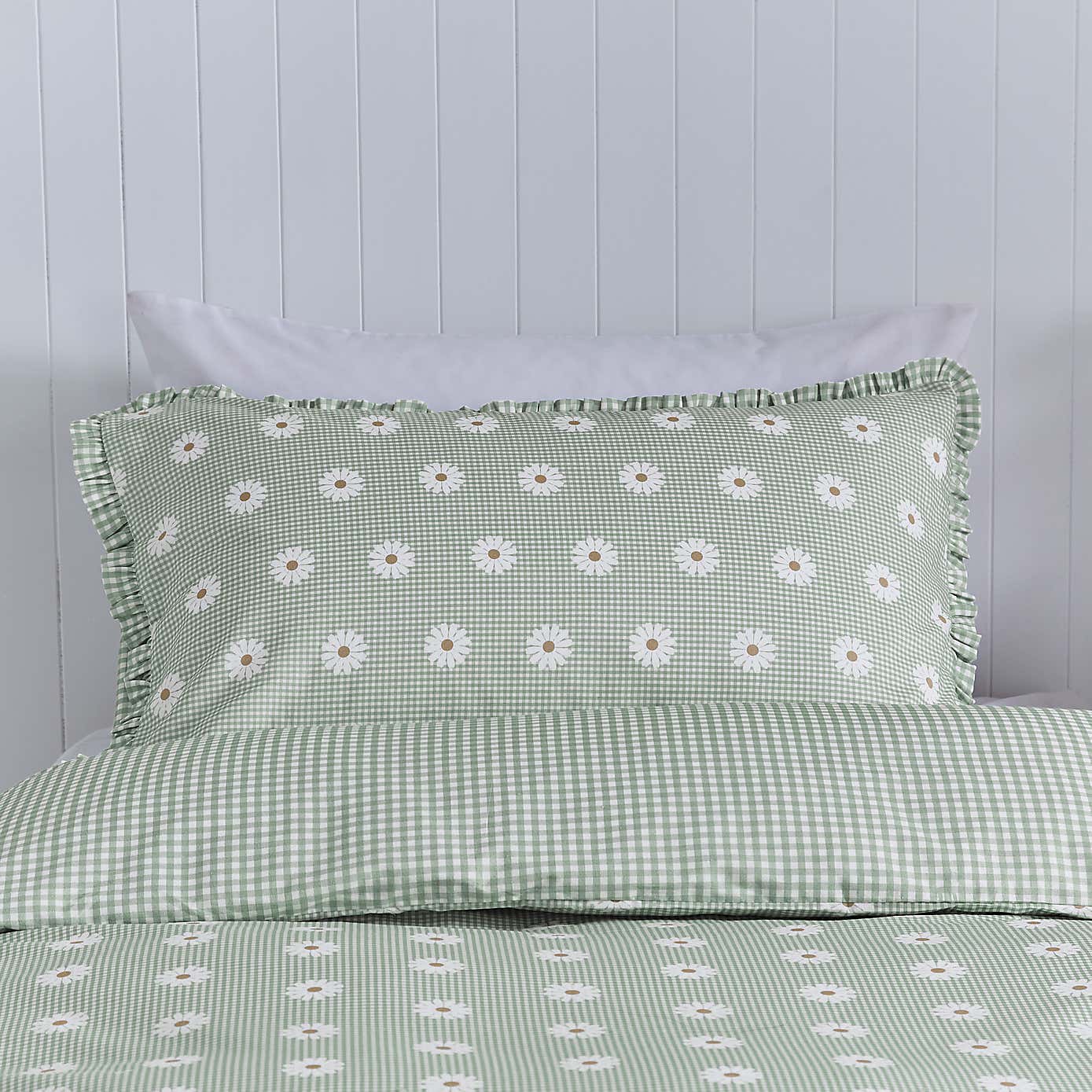 Daisy Gingham Ruffle Trim Duvet Cover Set