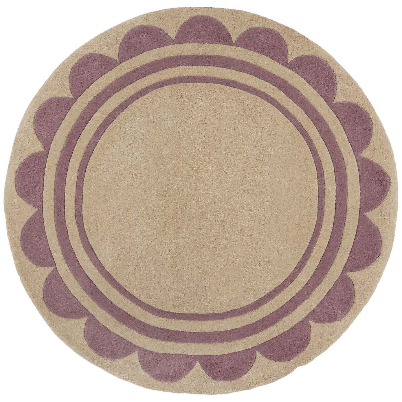 Lois Scallop Border Wool Circle Rug