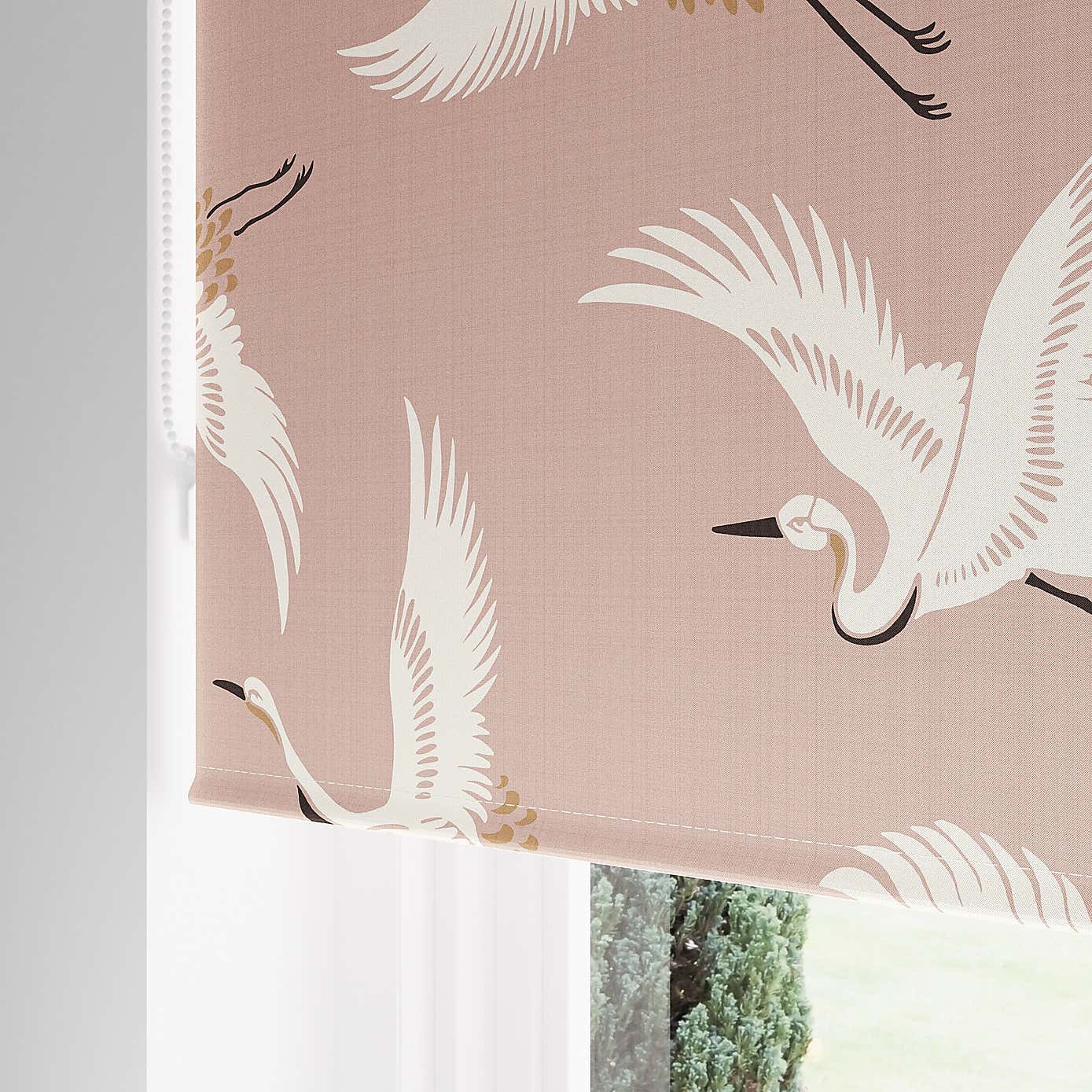 Japandi Cranes Blackout Blush Roller Blind