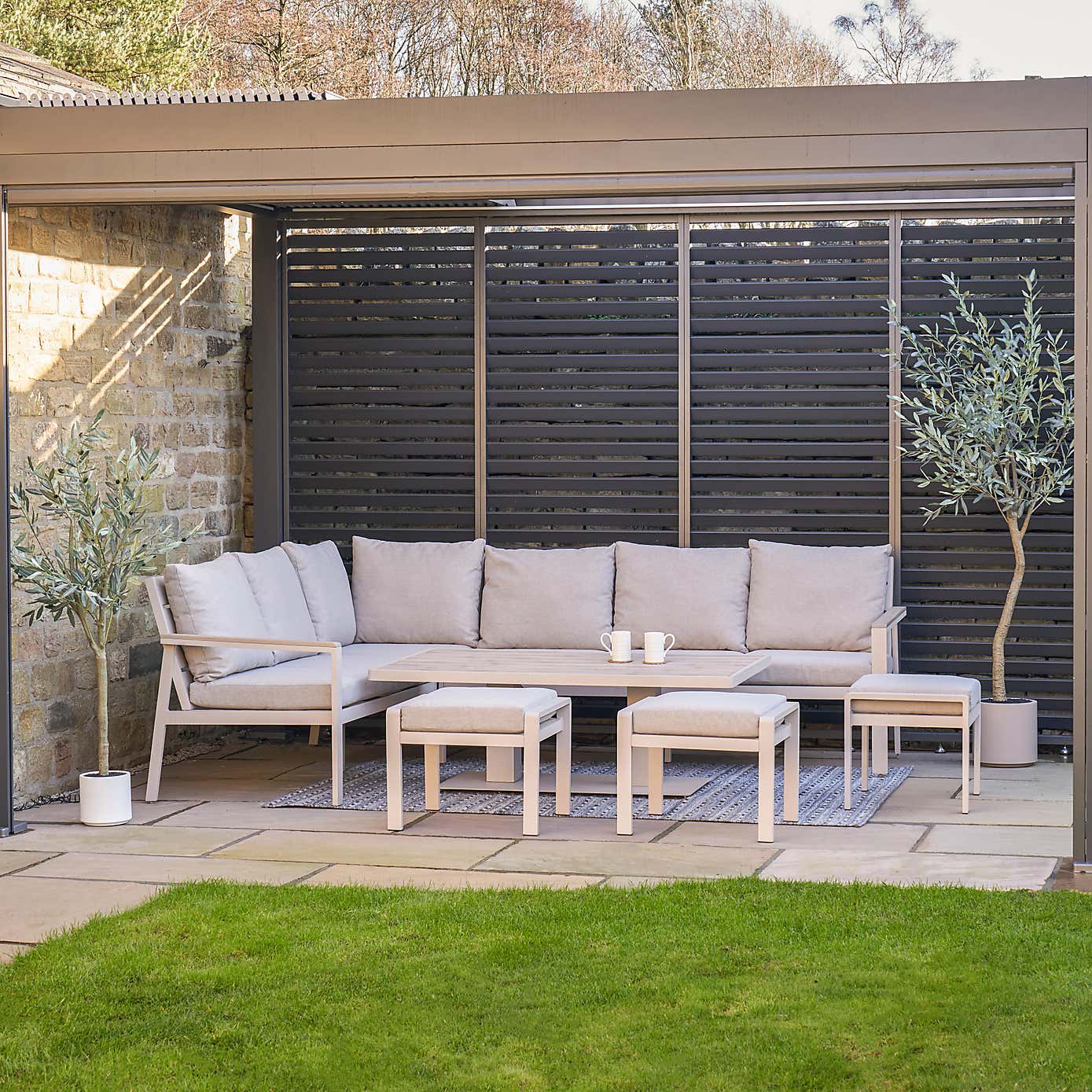 Pacific Lifestyle Aruba Outdoor Corner Seating Set with Adjustable Table