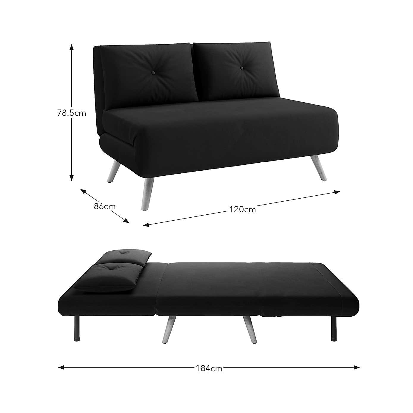 Phoebe Velvet Small Double Sofa Bed