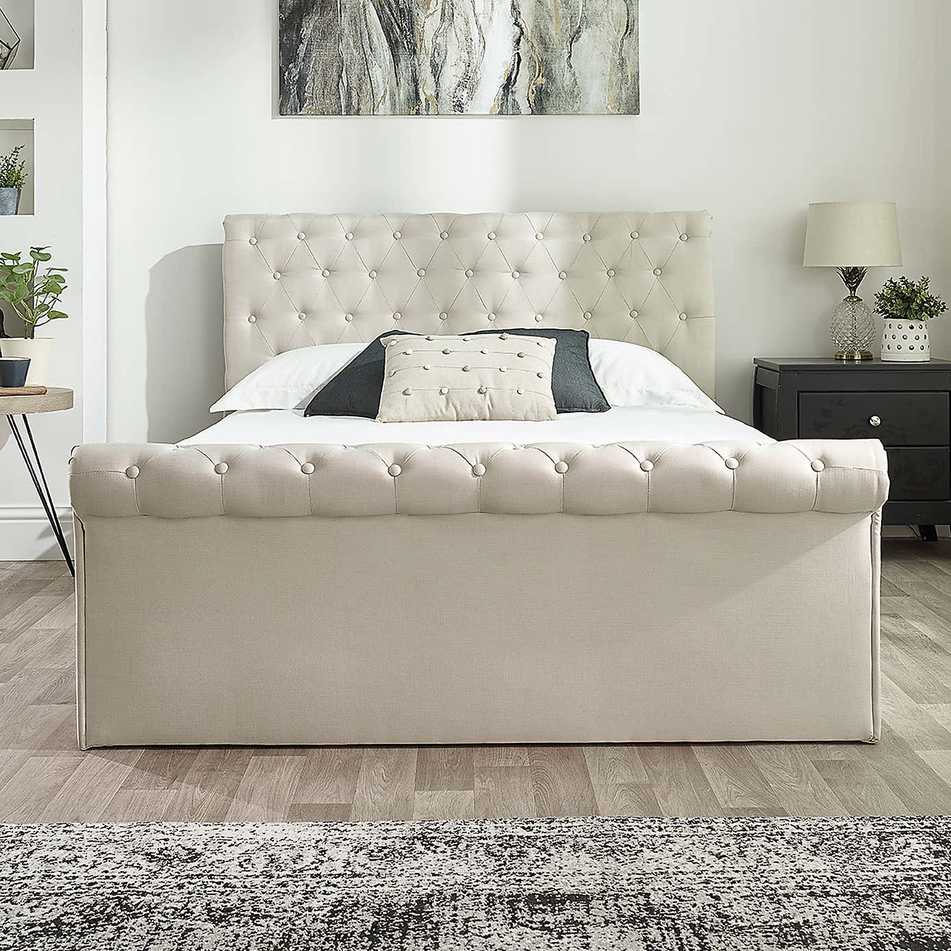 Chesterfield Linen Ottoman Bed Frame