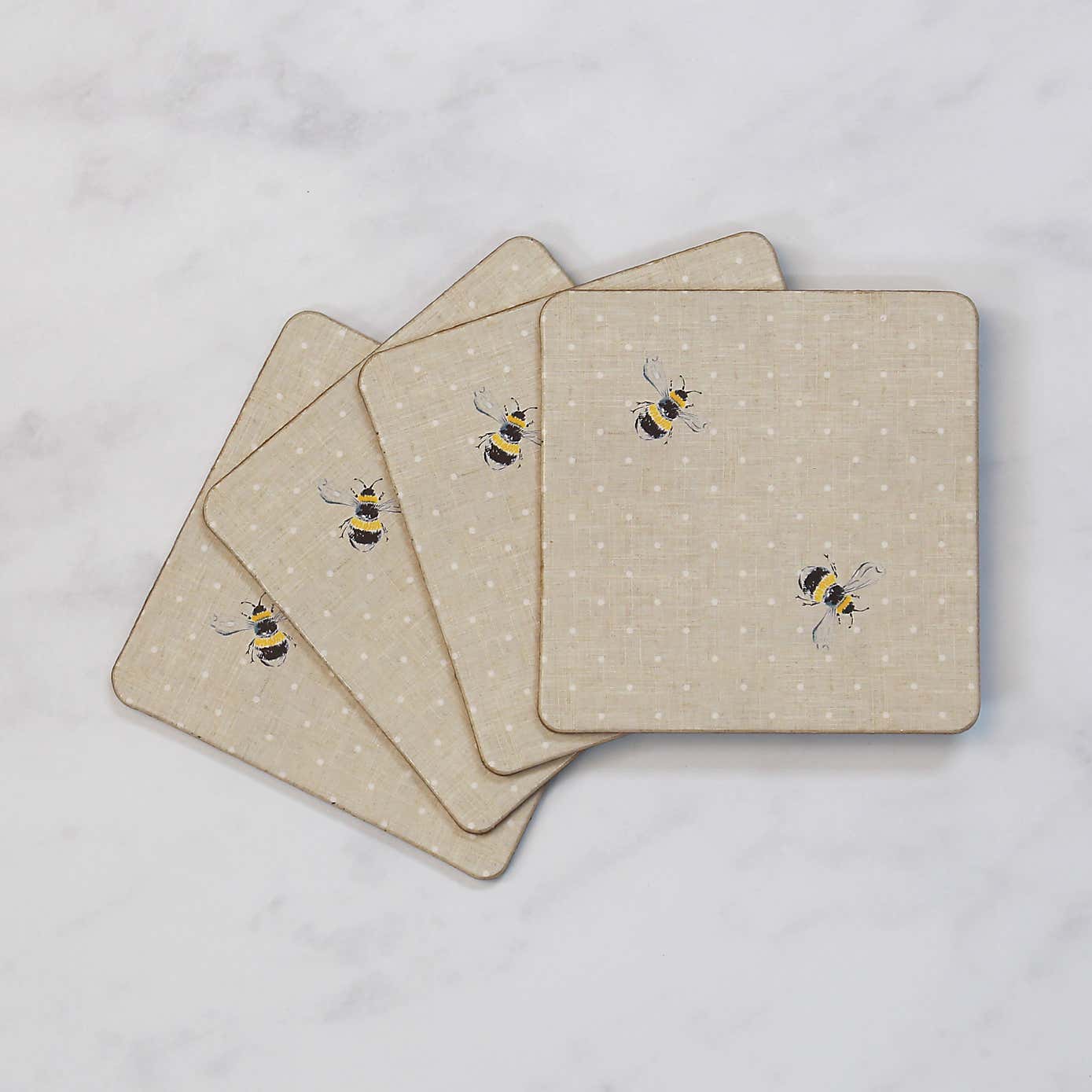 Set of 4 Bee Cork Back Coasters
