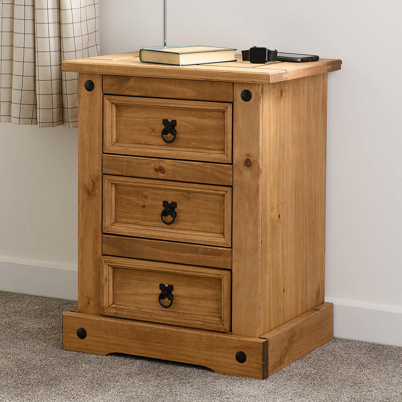Premiere Corona 3 Drawer Bedside Chest