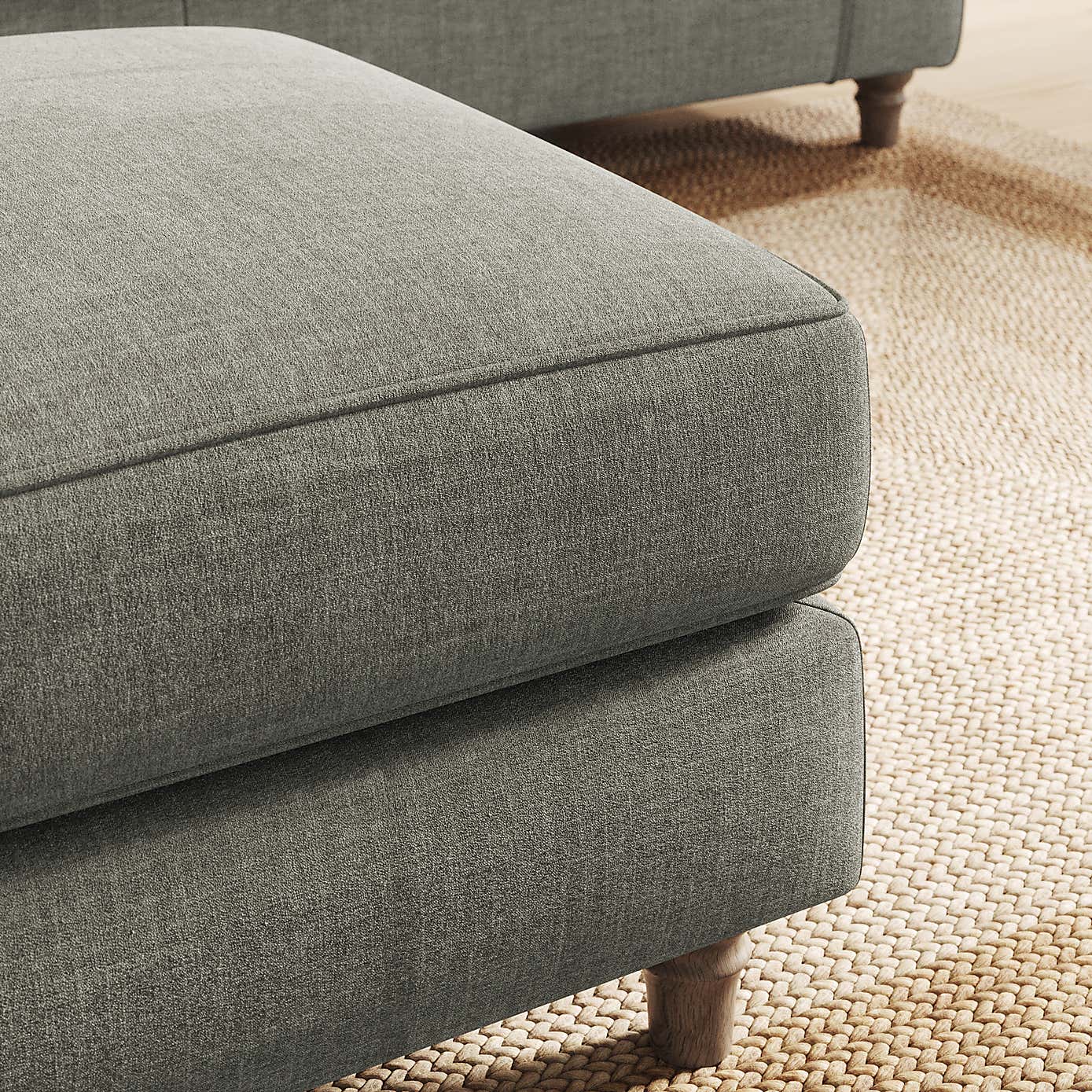 Flori Footstool, Tonal Plush Chenille