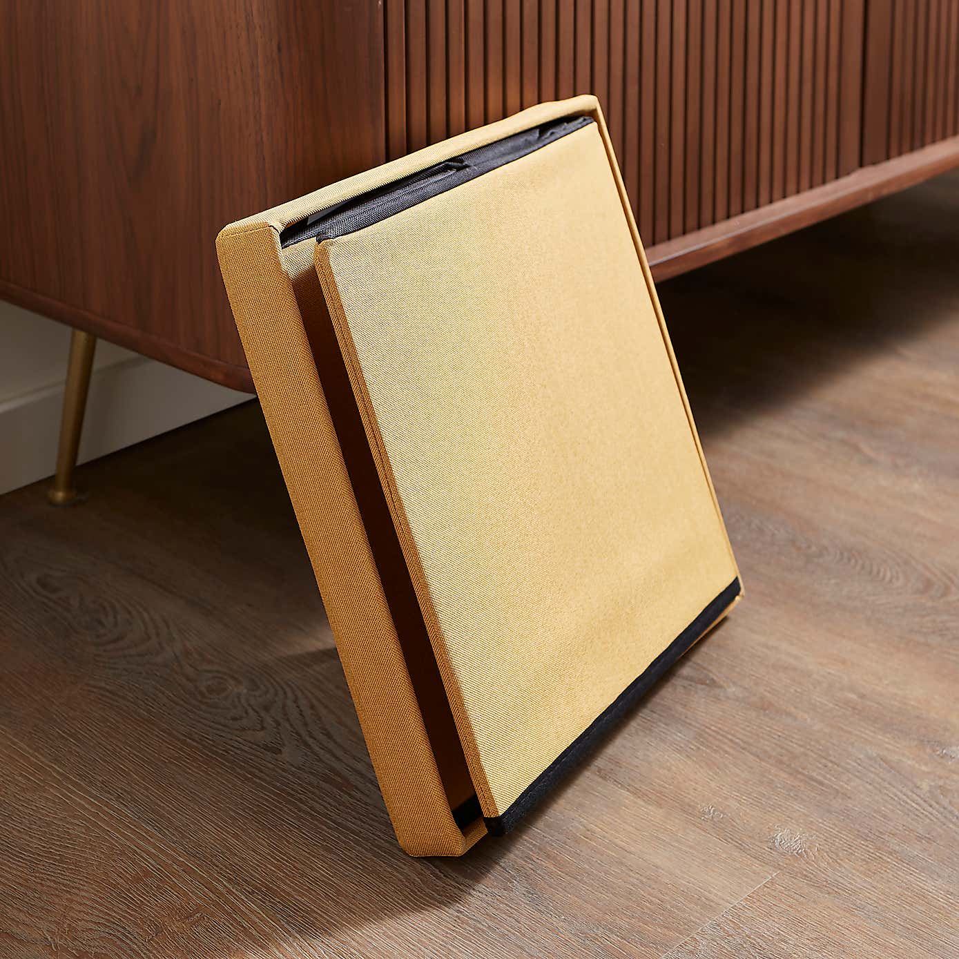 Faux Linen Cube Ottoman