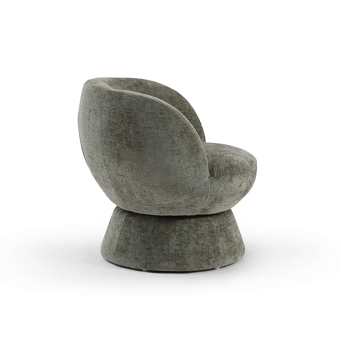 Tulip Chenille Curved Swivel Accent Chair