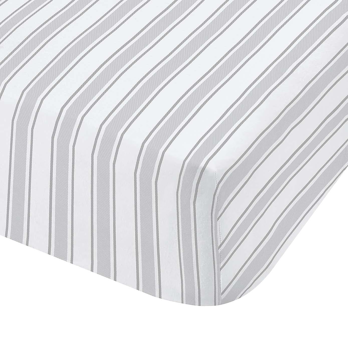 Bianca Check Stripe 100% Cotton Fitted Sheet