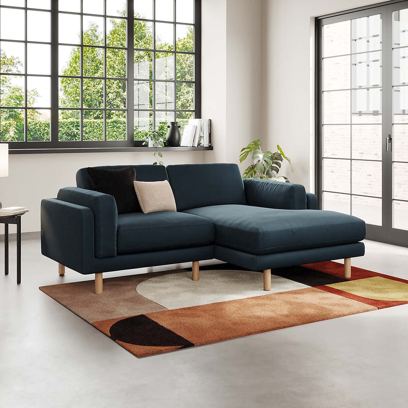 Newton Matte Plush Velvet Corner Chaise Sofa