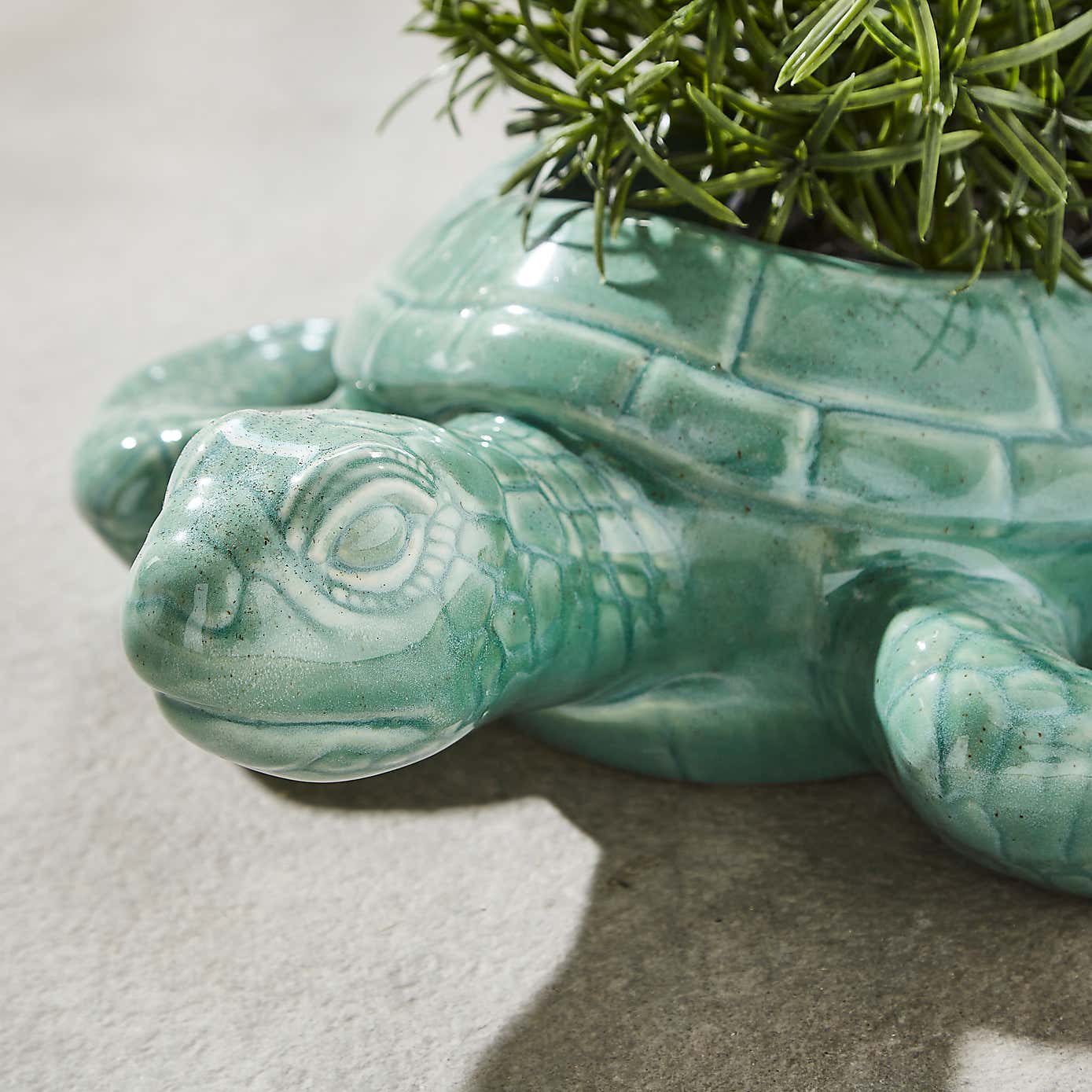 Green Turtle Plant Pot with Glaze Finish