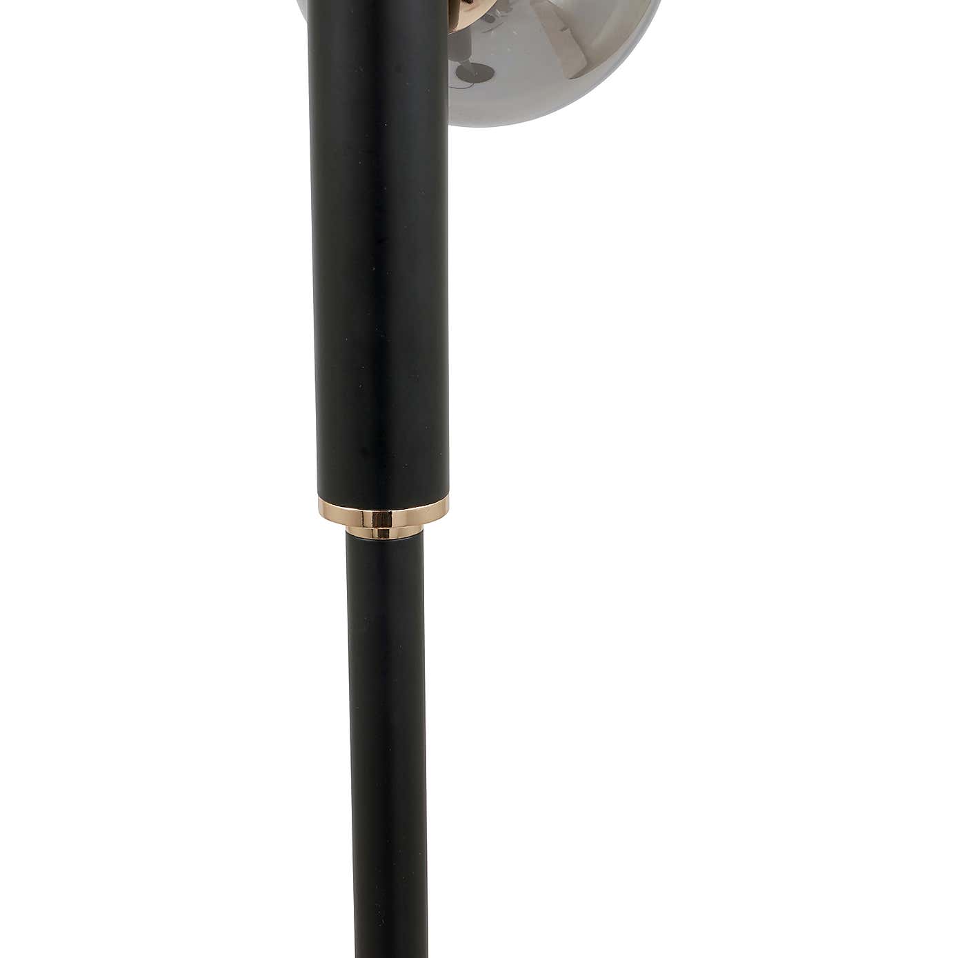 Blair Smoke Glass Ball and Black Metal Floor Lamp