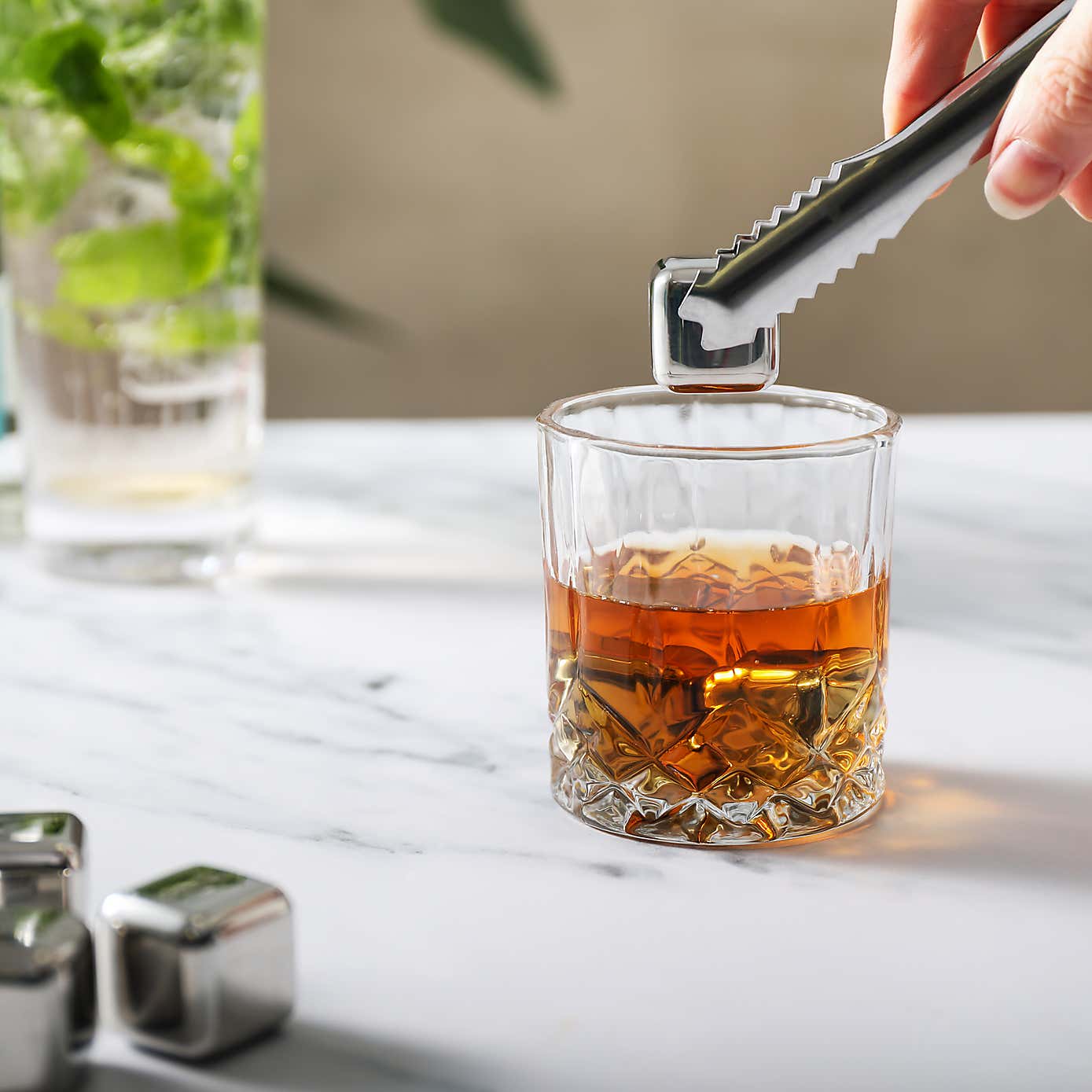 Set of 2 Stainless Steel Ice Cubes