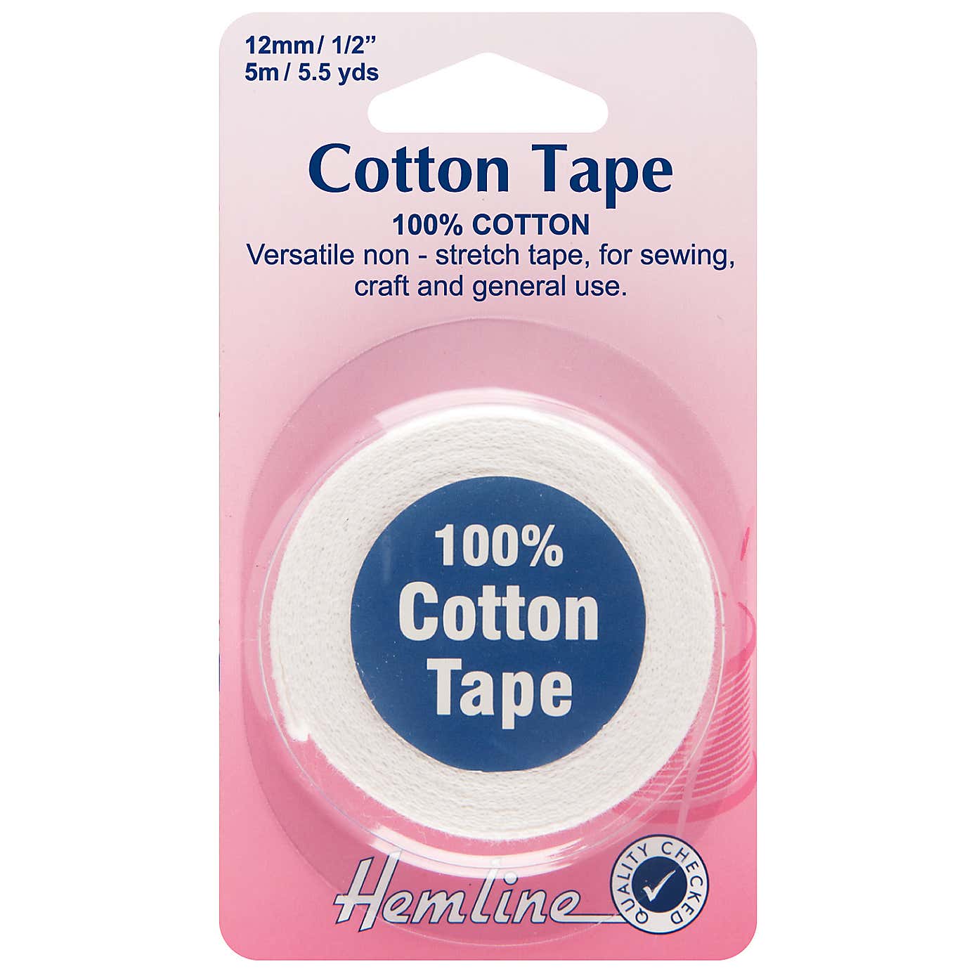 Hemline White Cotton Tape 5m