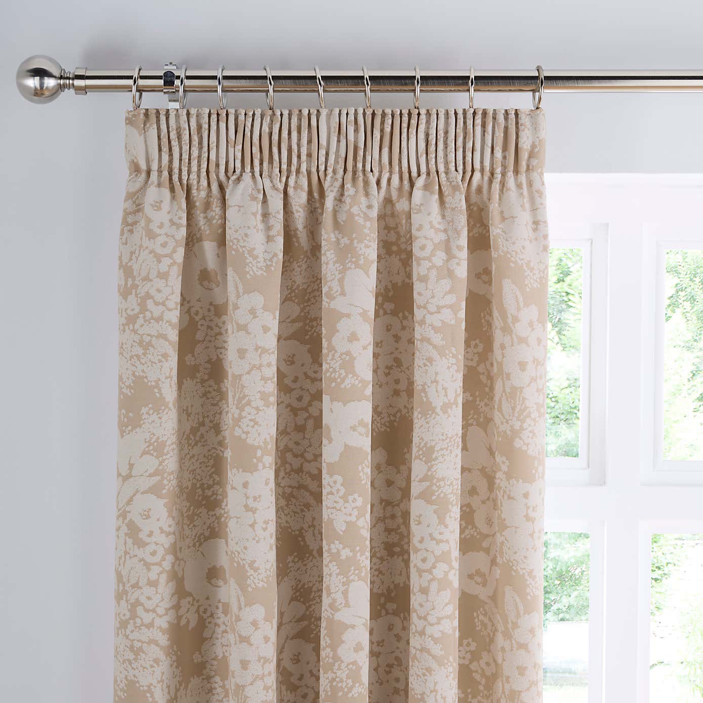 Sofia Floral Pencil Pleat Curtains