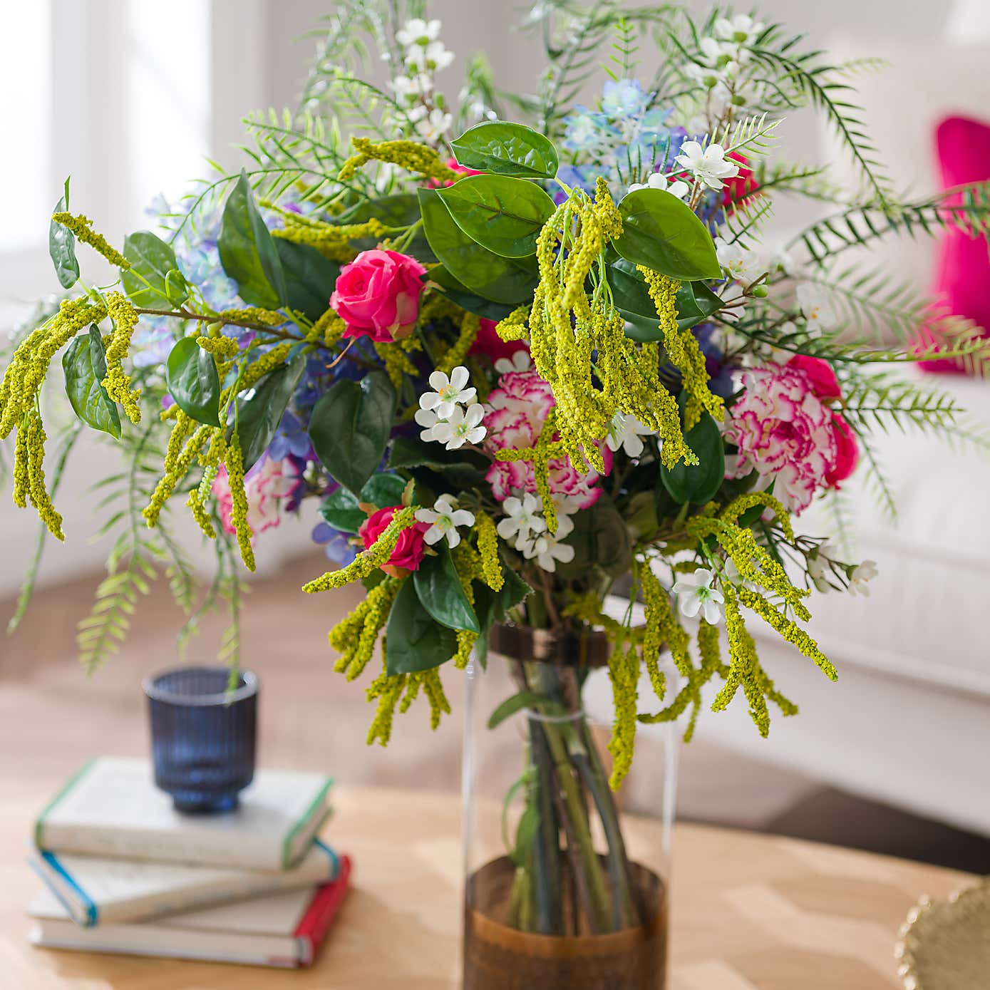 Artificial Bright Florals & Fern Bouquet