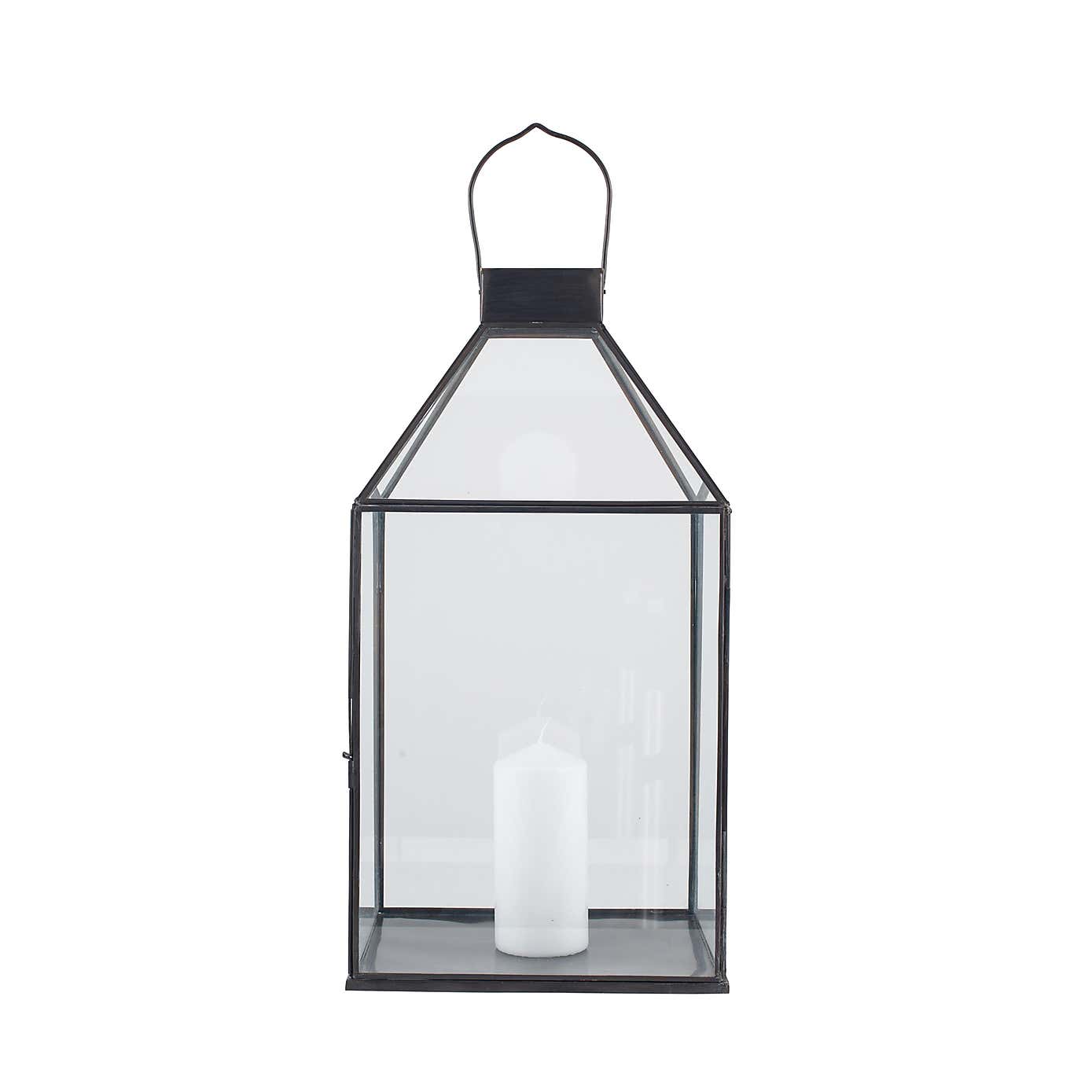 Black & Glass Pyramid Square Lantern