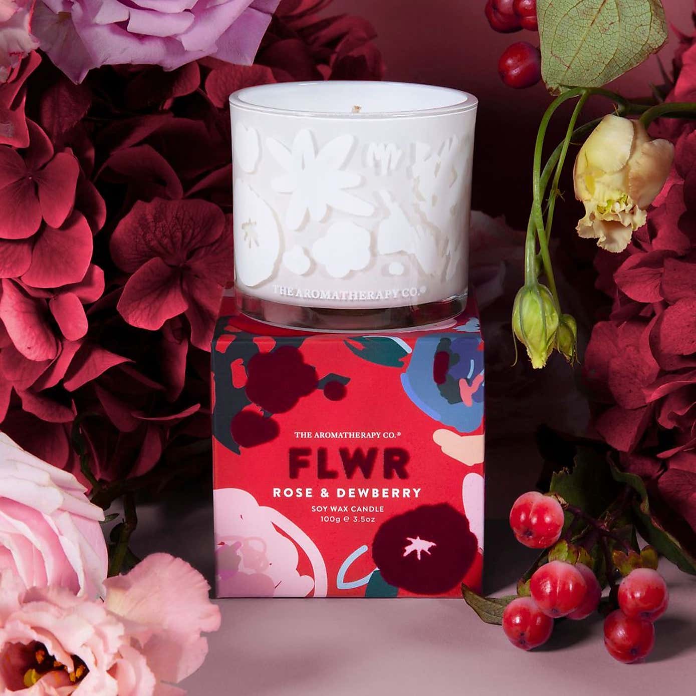The Aromatherapy Co FLWR Rose Dewberry Candle 100g