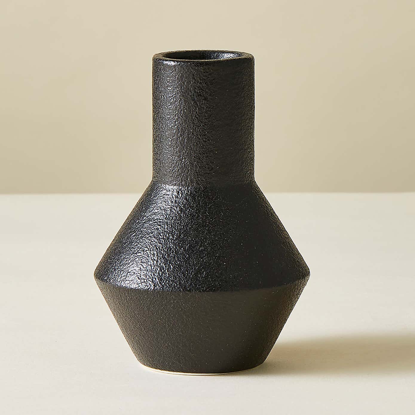 Black Textured Ceramic Bud Vase