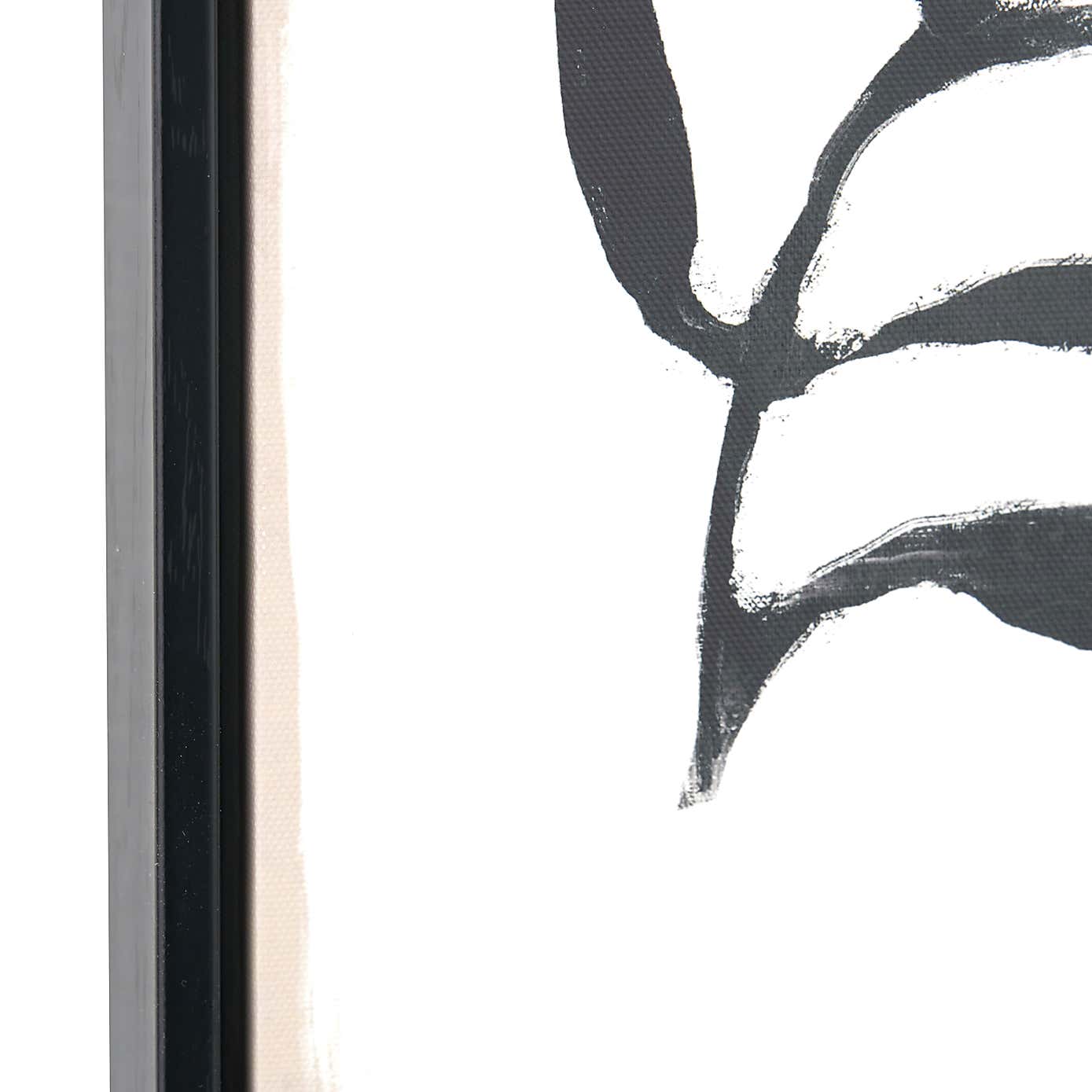 Set of 2 Black Leaf Print Framed Canvases